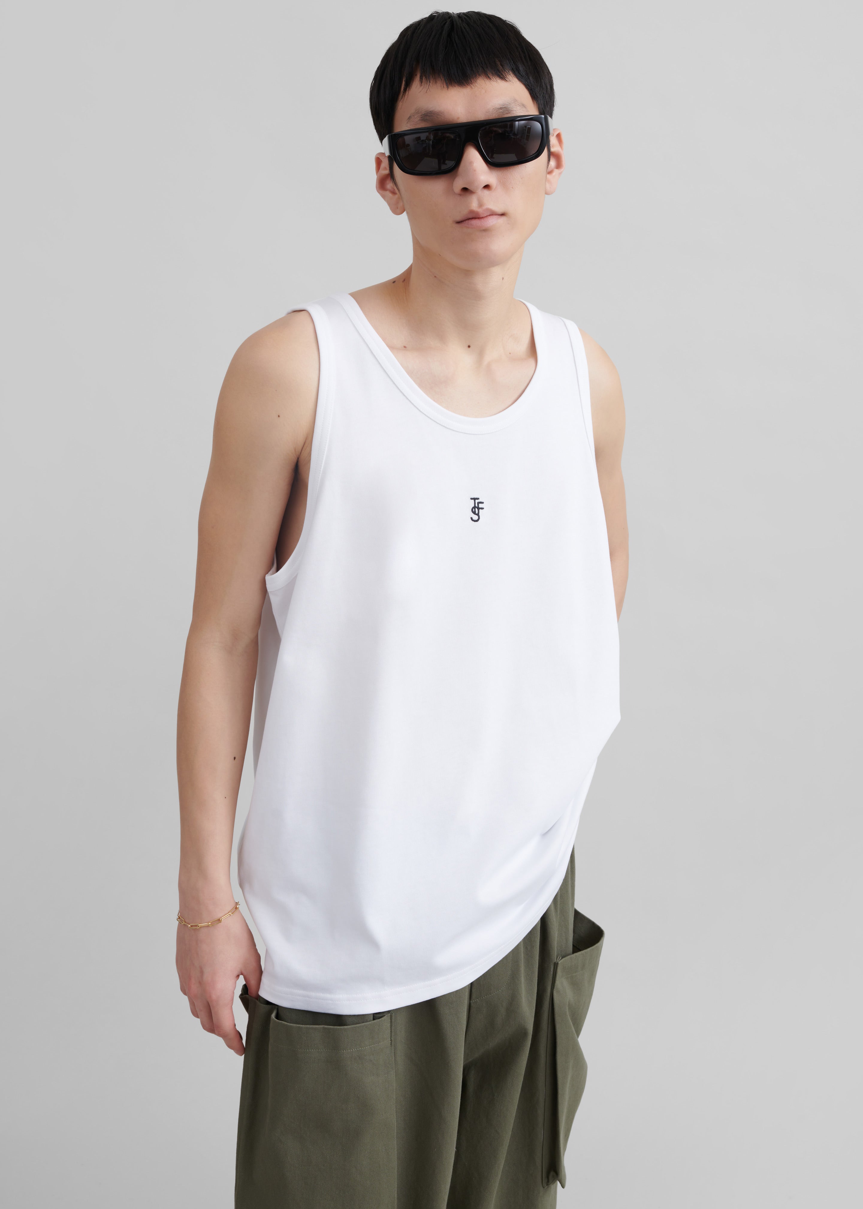 Rexy Embroidered Tank Top - White - 5