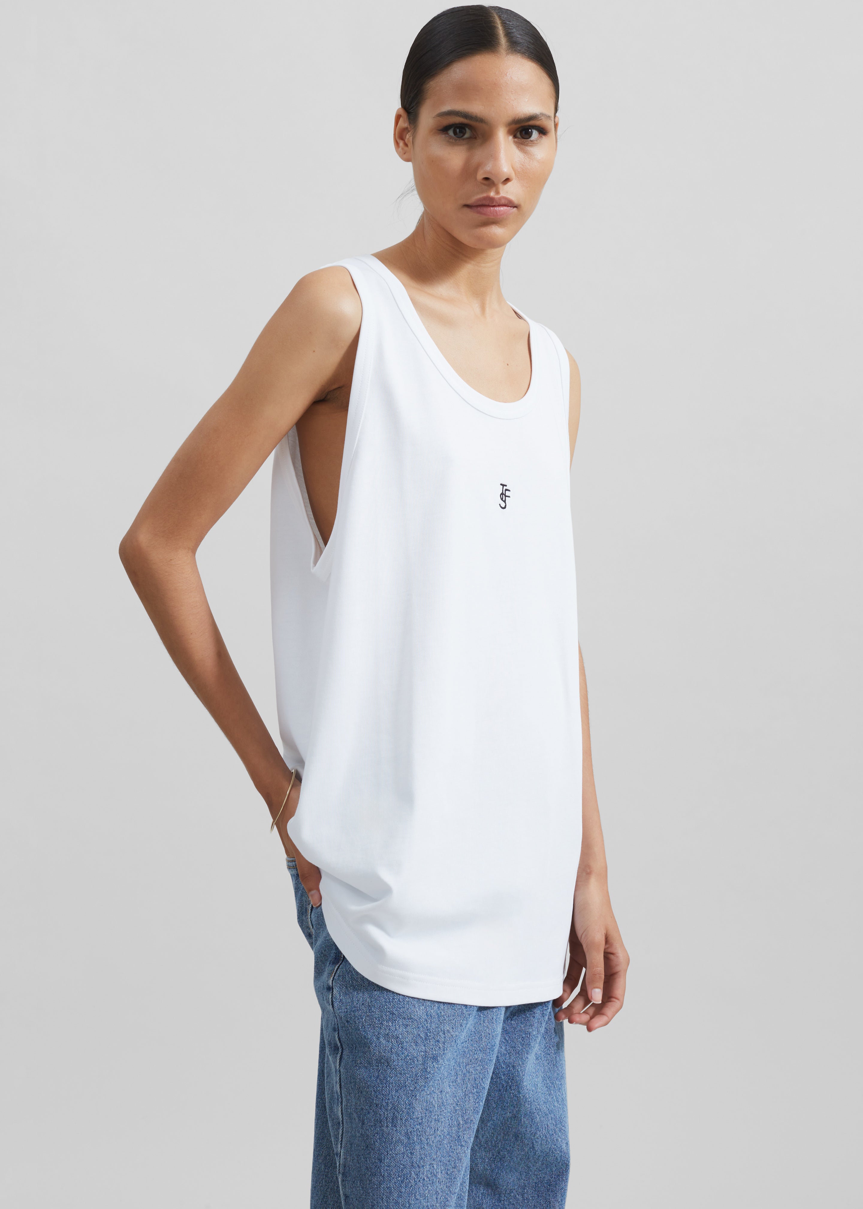 Rexy Embroidered Tank Top - White - 3