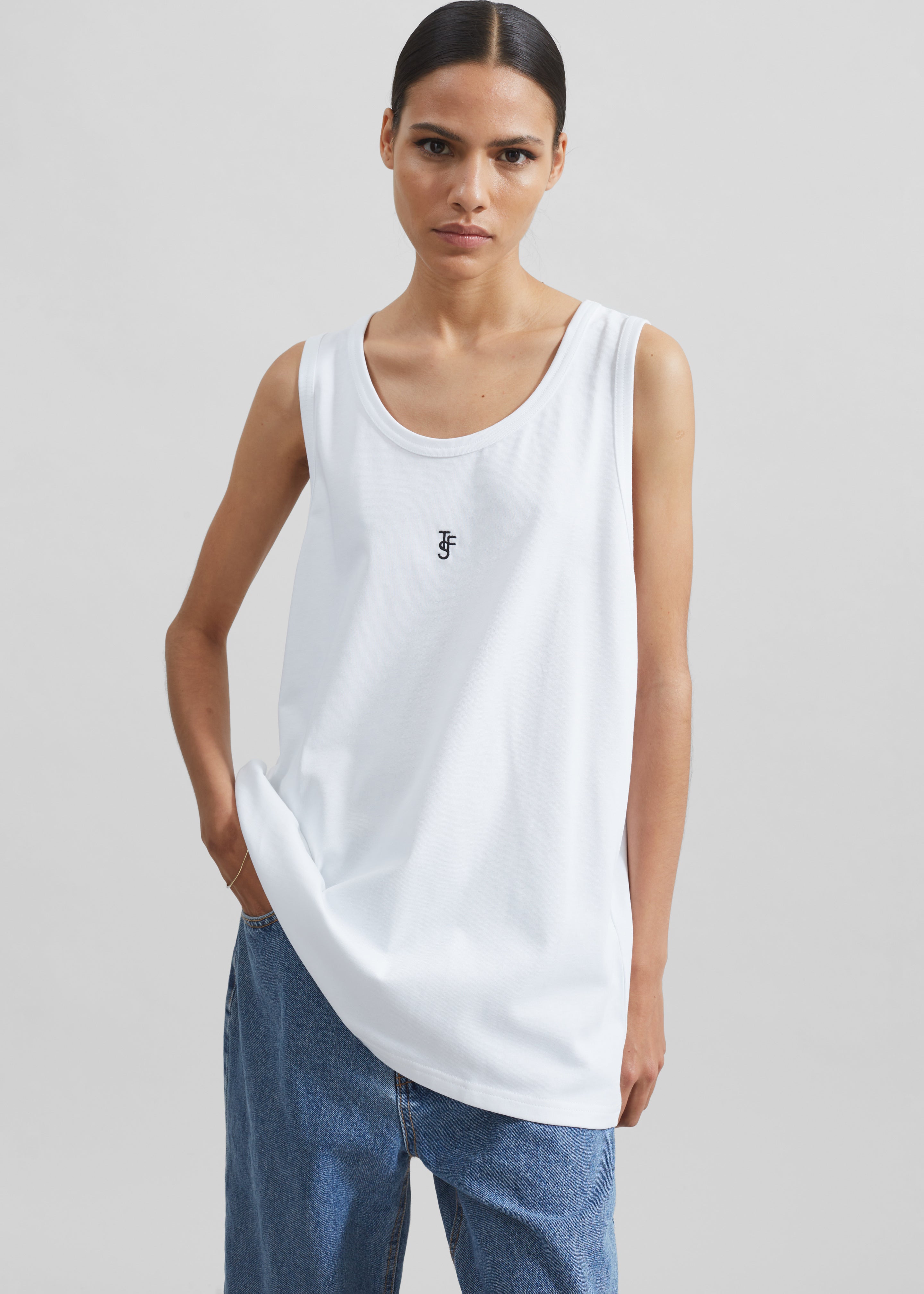 Rexy Embroidered Tank Top - White - 1