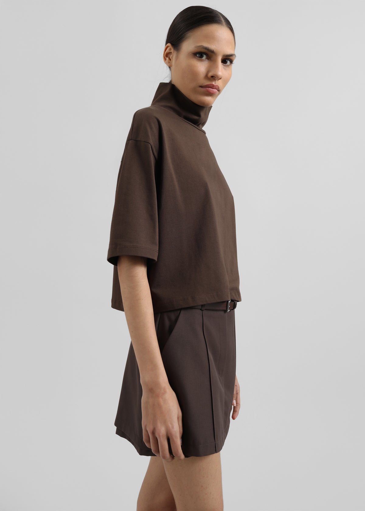 Reza Cropped Tee - Brown - 3