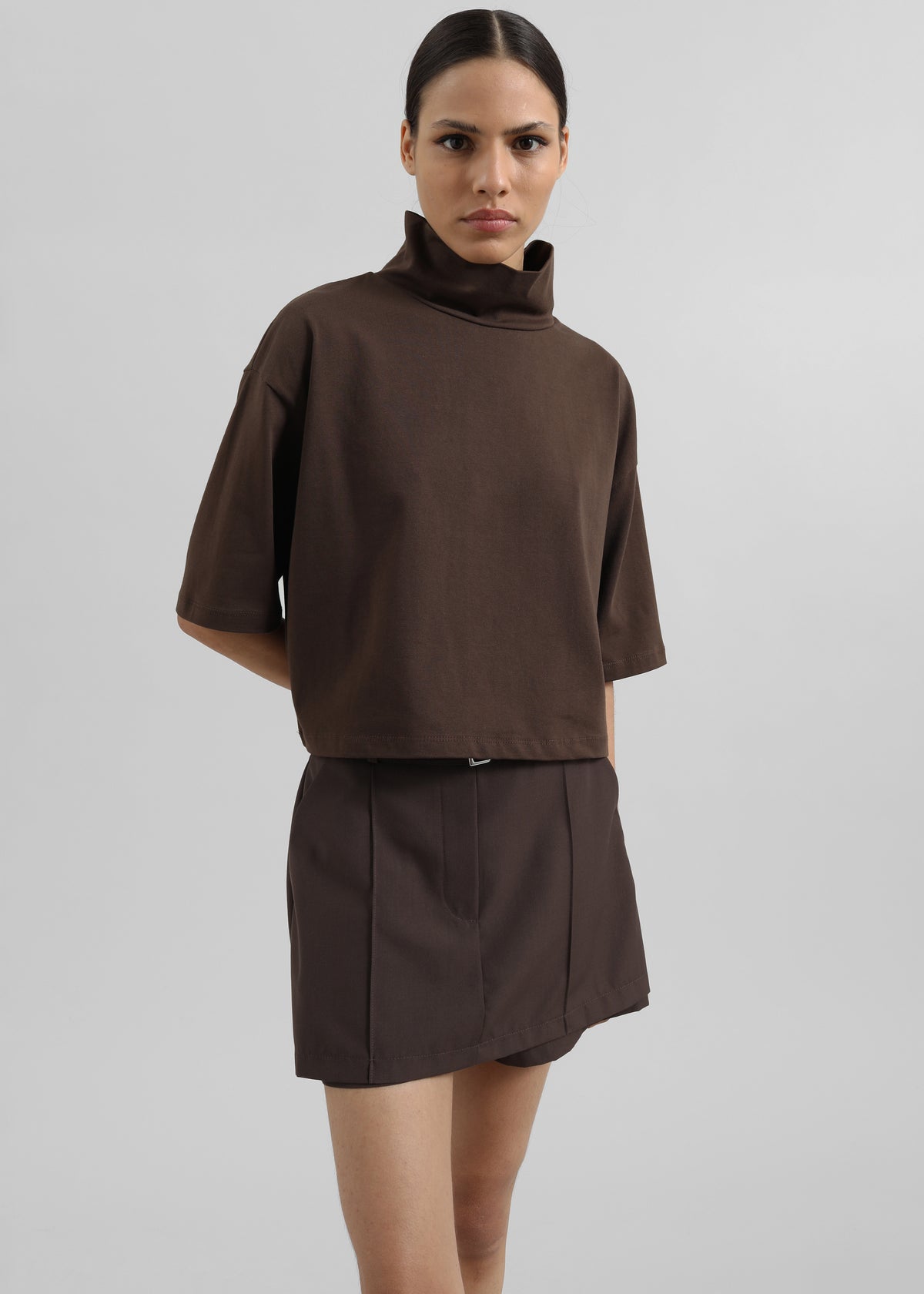 Reza Cropped Tee - Brown - 4