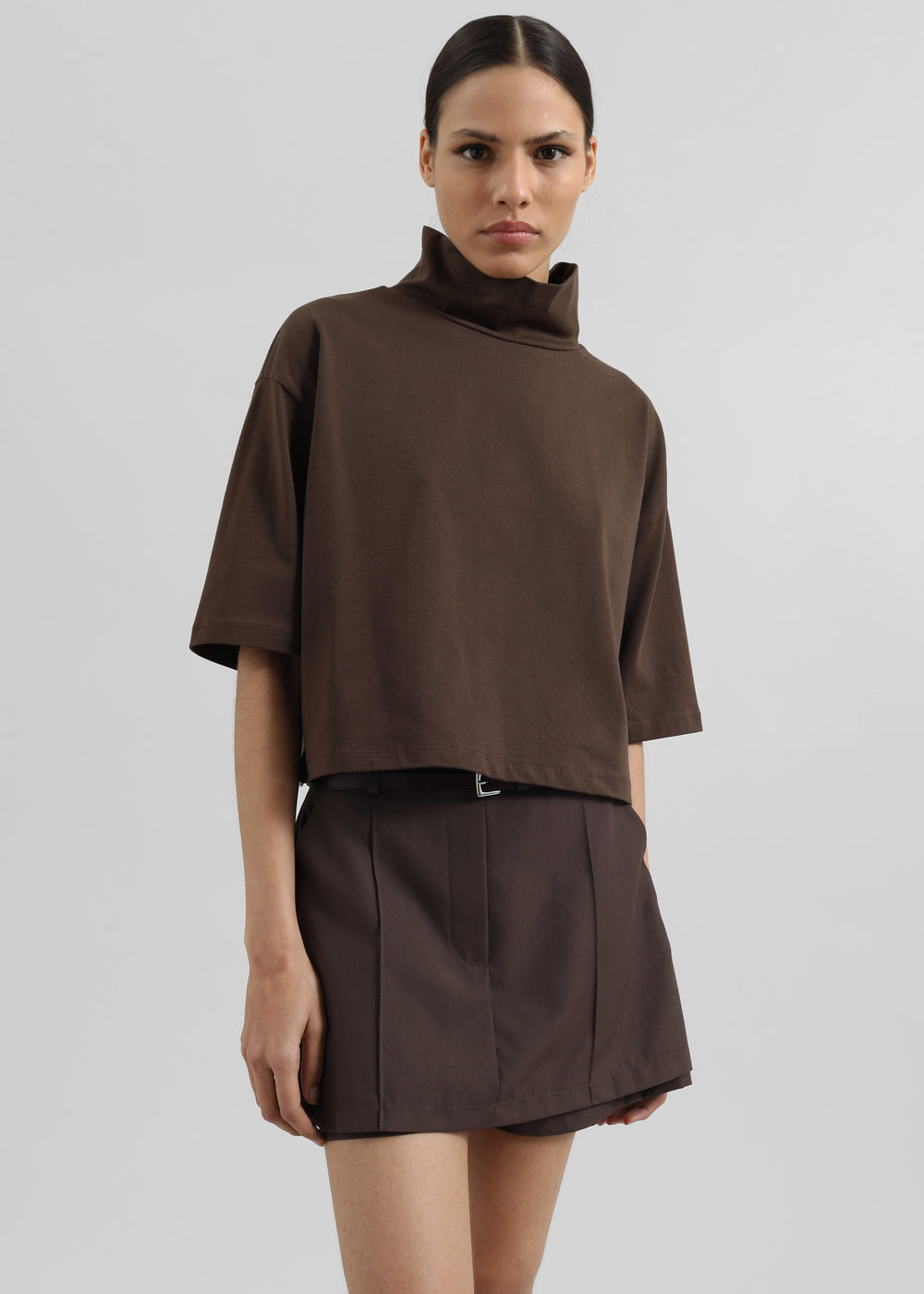 Reza Cropped Tee - Brown