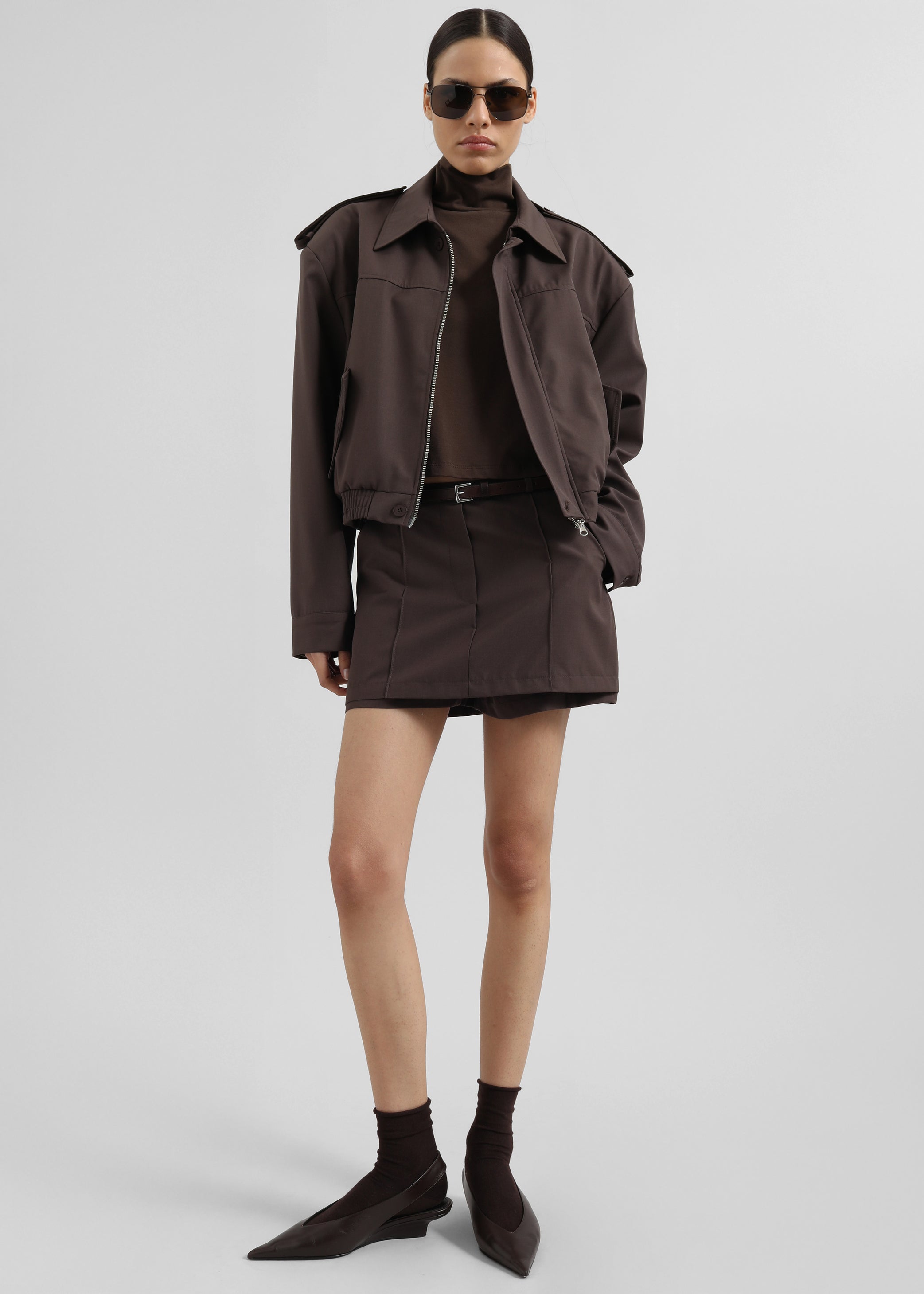 Shop the look image for Reza Cropped Tee - Brown