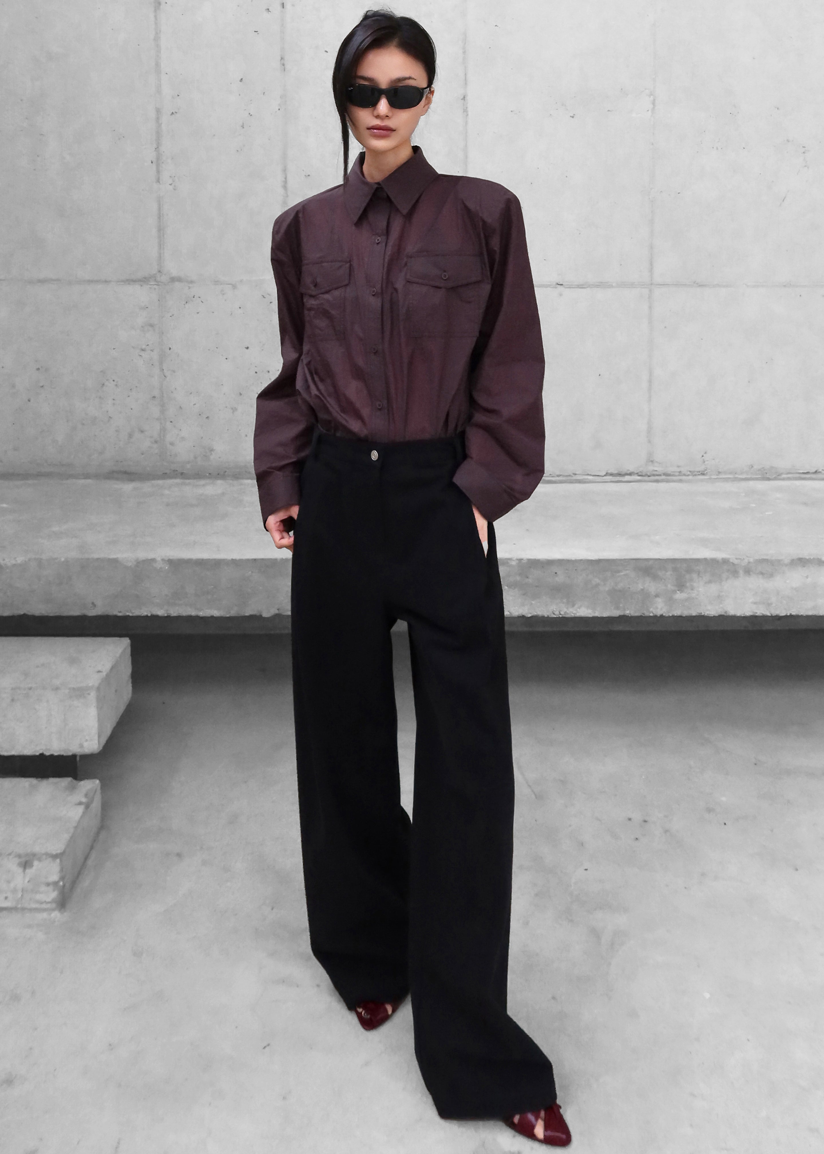 Rezay Padded Shirt - Burgundy - 2