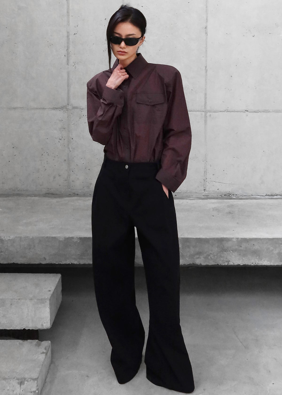 Rezay Padded Shirt - Burgundy - 5