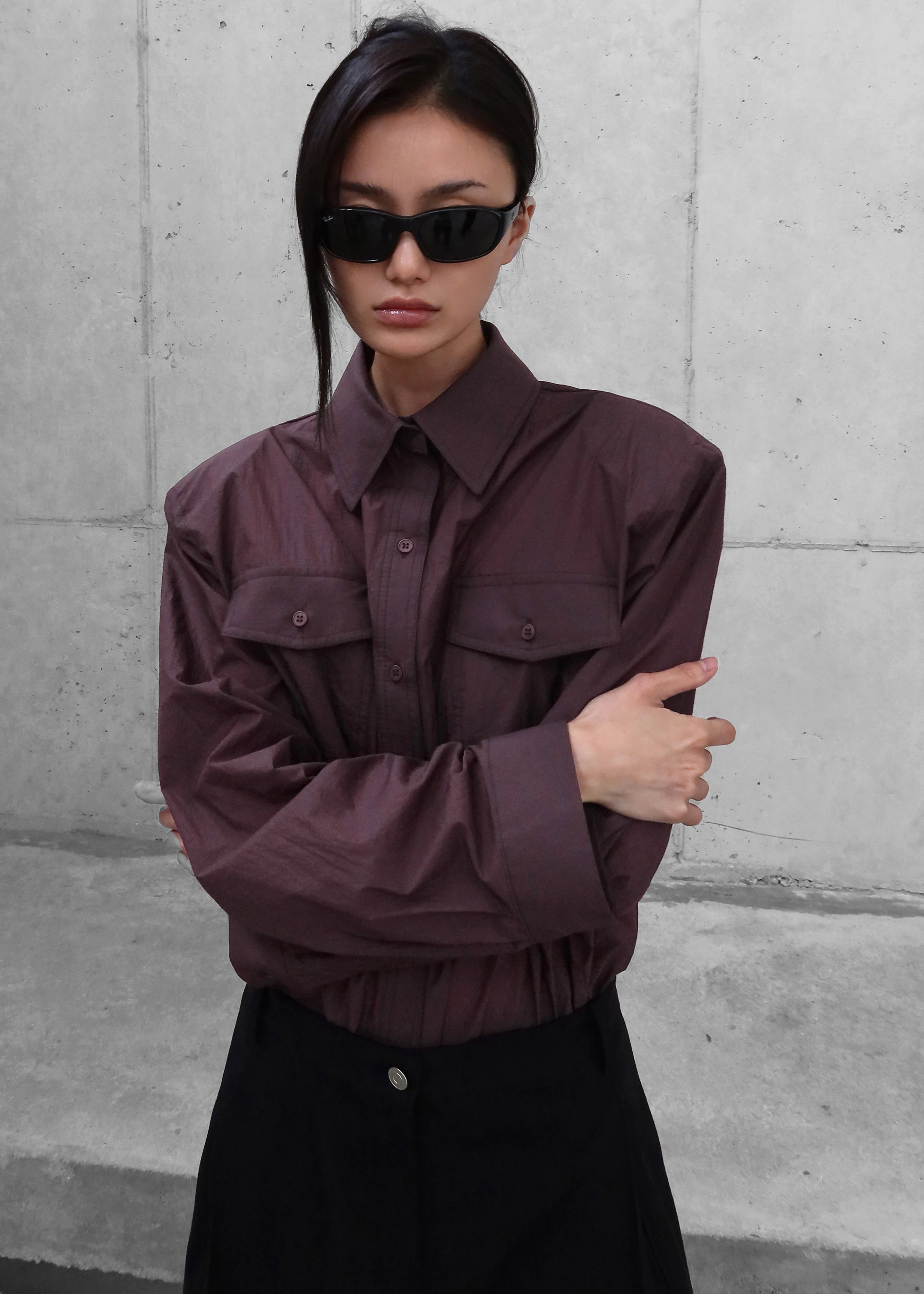 Rezay Padded Shirt - Burgundy - 3