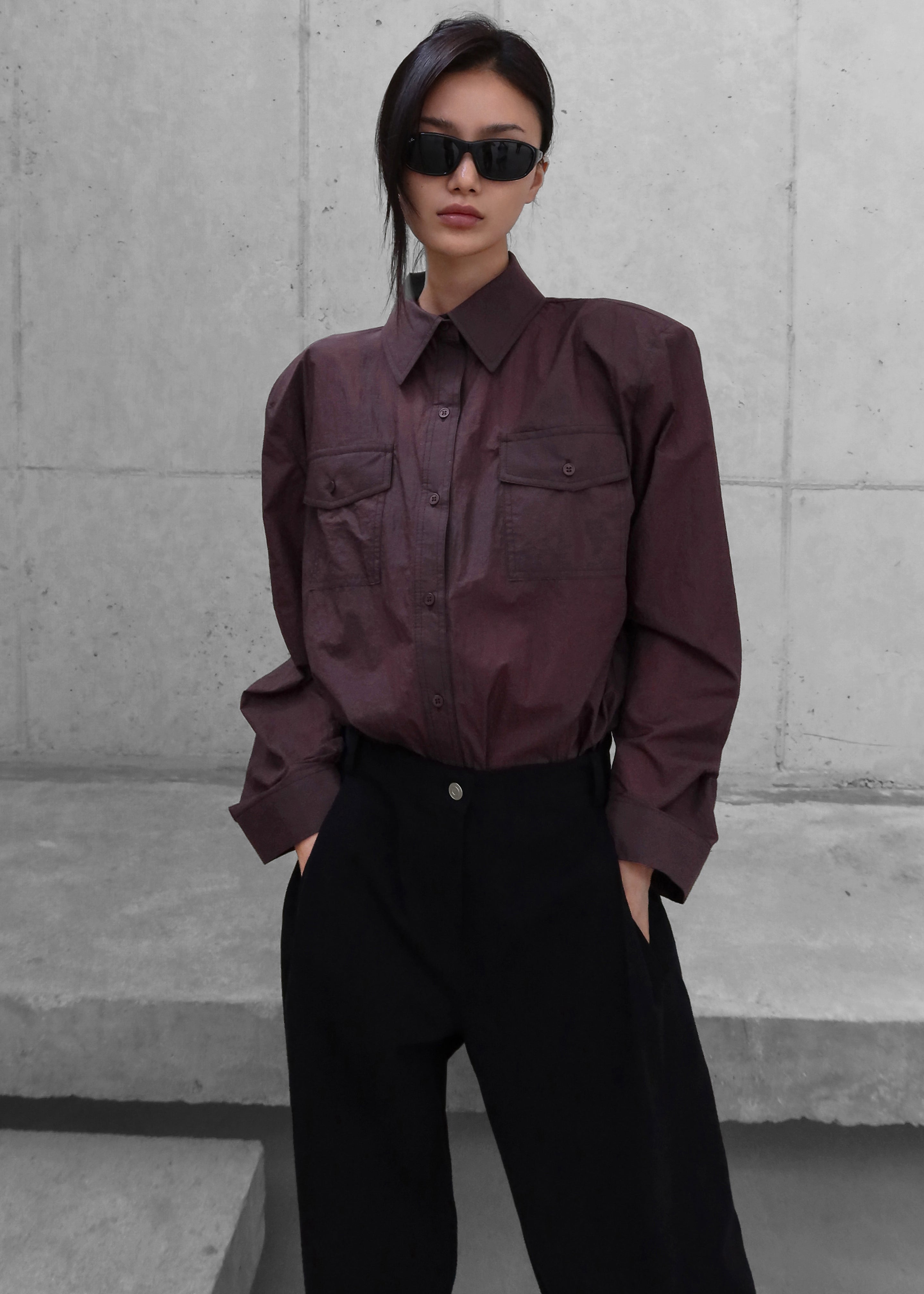 Rezay Padded Shirt - Burgundy - 6