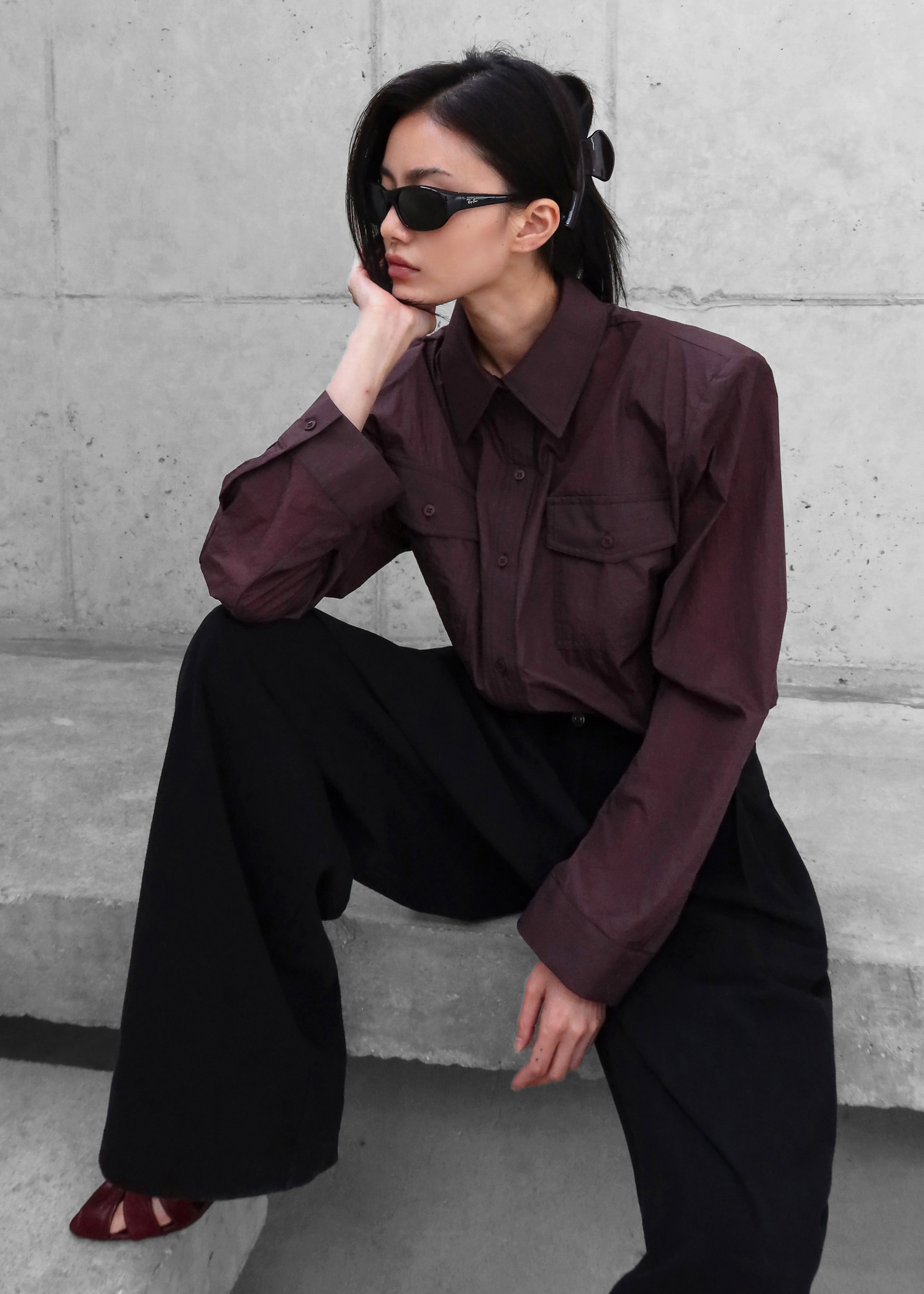 Rezay Padded Shirt - Burgundy - 1