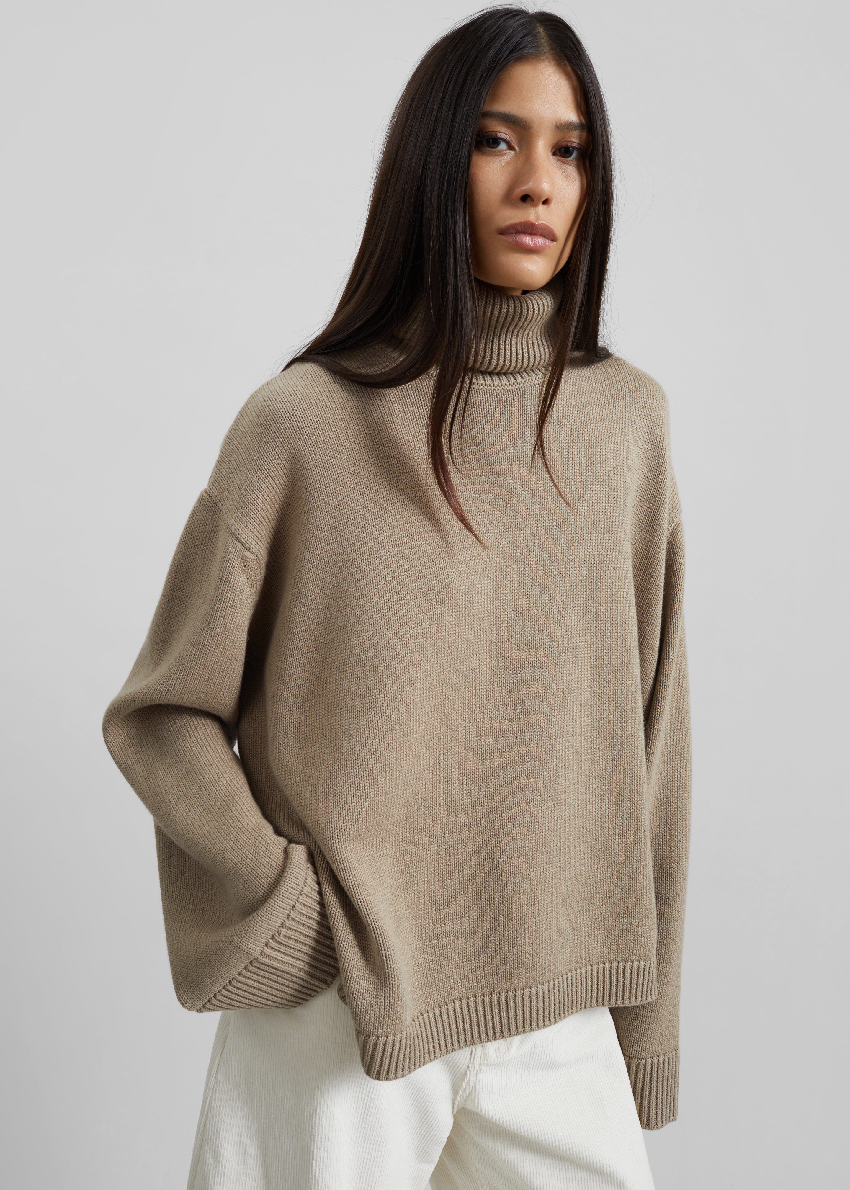 Rhea Trapeze Turtleneck - Beige - 3