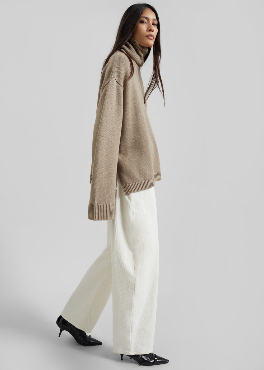 Rhea Trapeze Turtleneck - Beige - 1