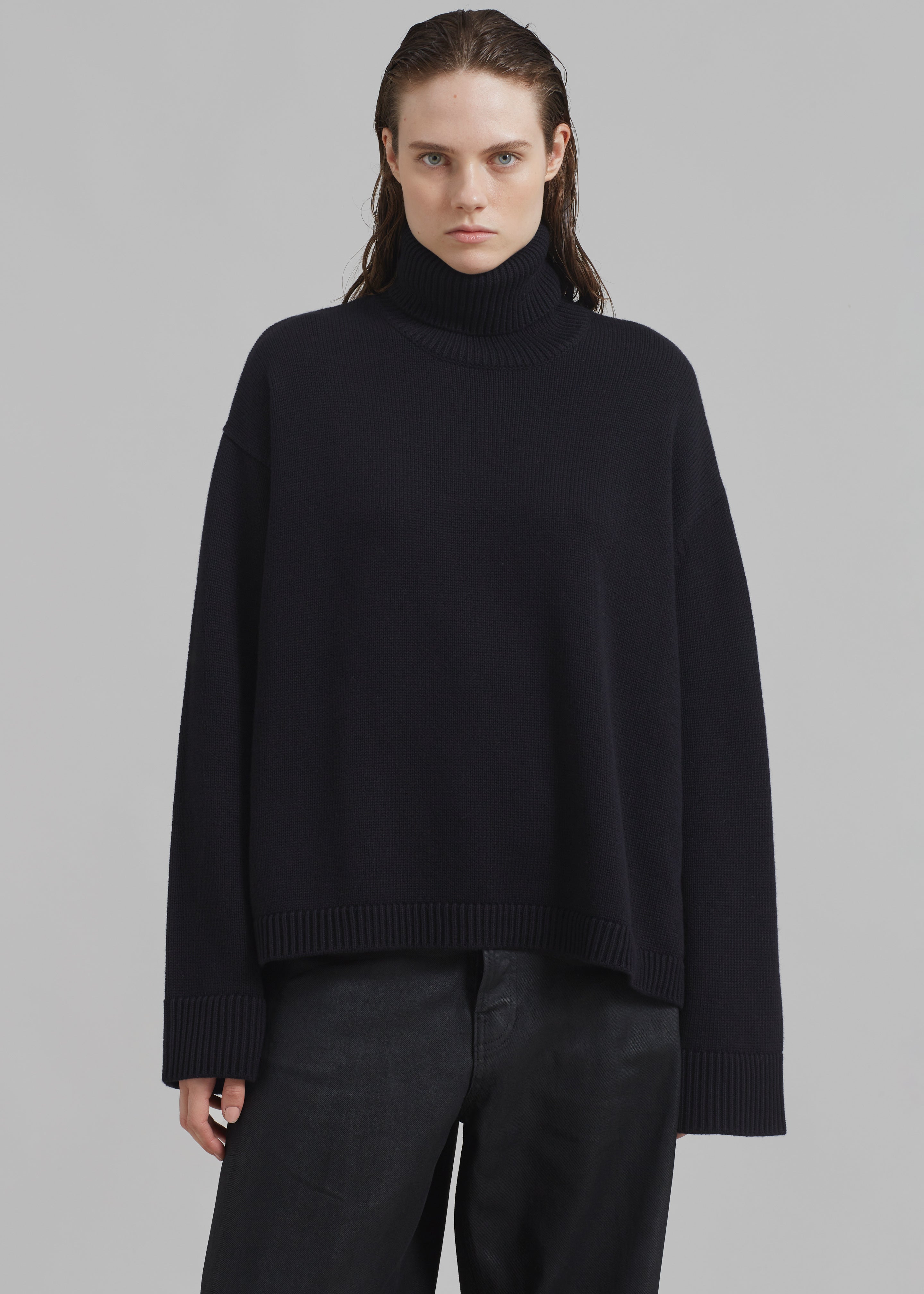 Rhea Trapeze Turtleneck - Black – The Frankie Shop