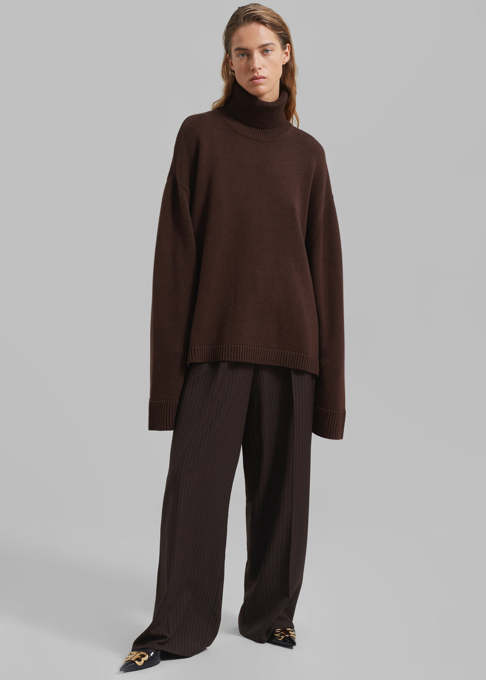Rhea Trapeze Turtleneck - Brown - 1