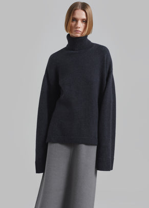 Rhea Trapeze Turtleneck - Charcoal