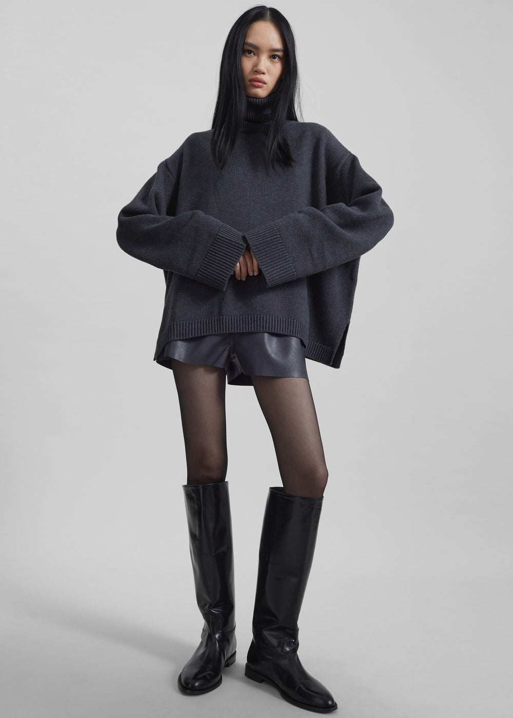 Rhea Trapeze Turtleneck - Charcoal - 1