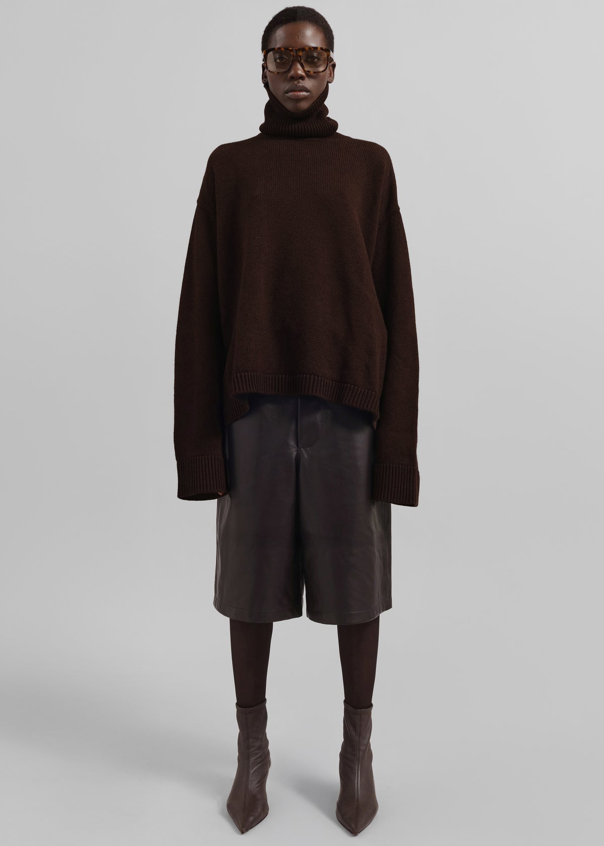 Rhea Trapeze Turtleneck - Dark Brown - 4