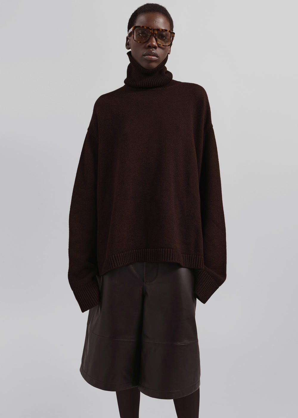 Rhea Trapeze Turtleneck - Dark Brown