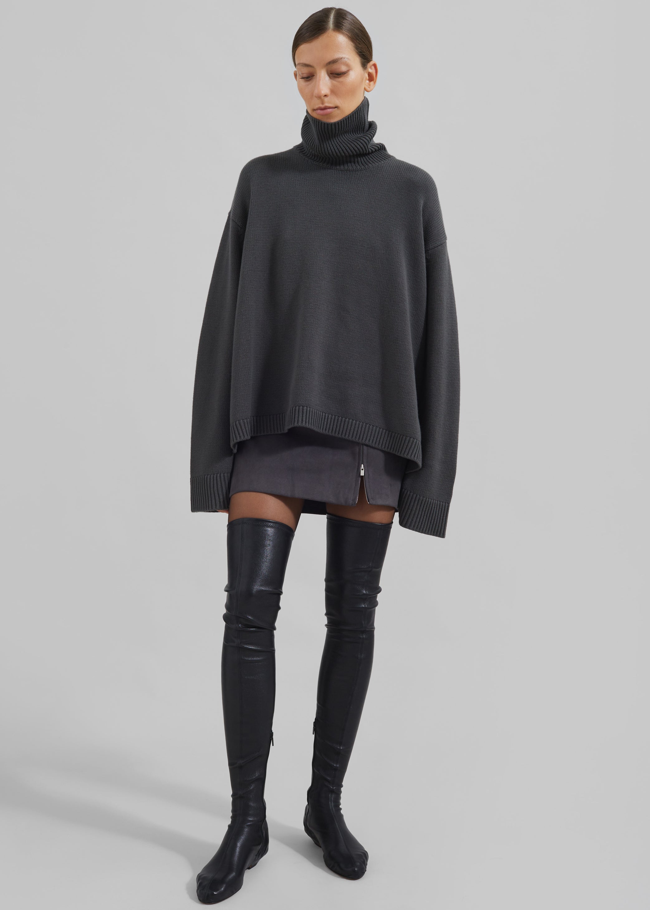 Shop the look image for Polly Faux Suede Mini Skirt - Charcoal