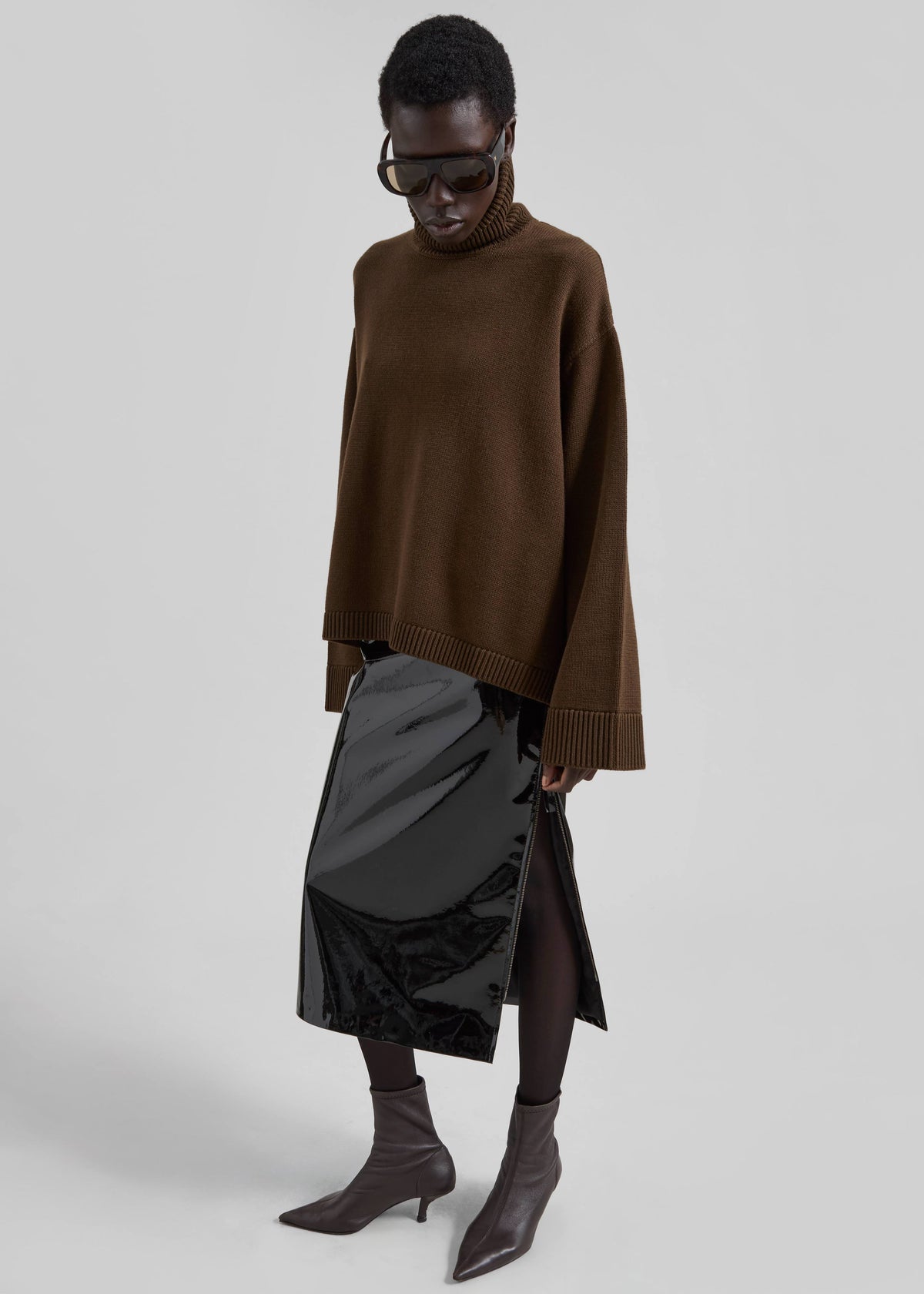 Rhea Trapeze Turtleneck - Mocha - 3