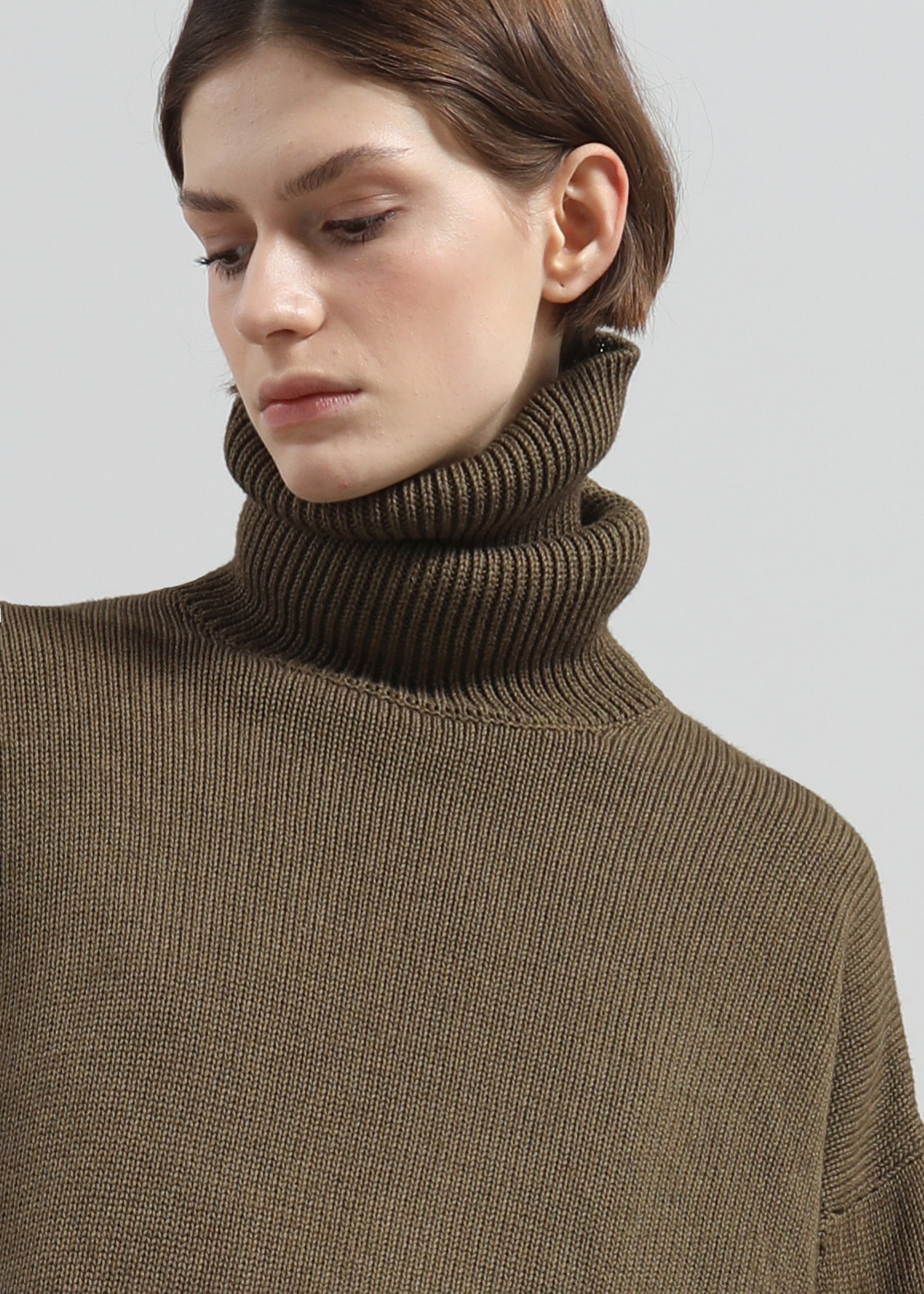 Rhea Trapeze Turtleneck - Olive - 3