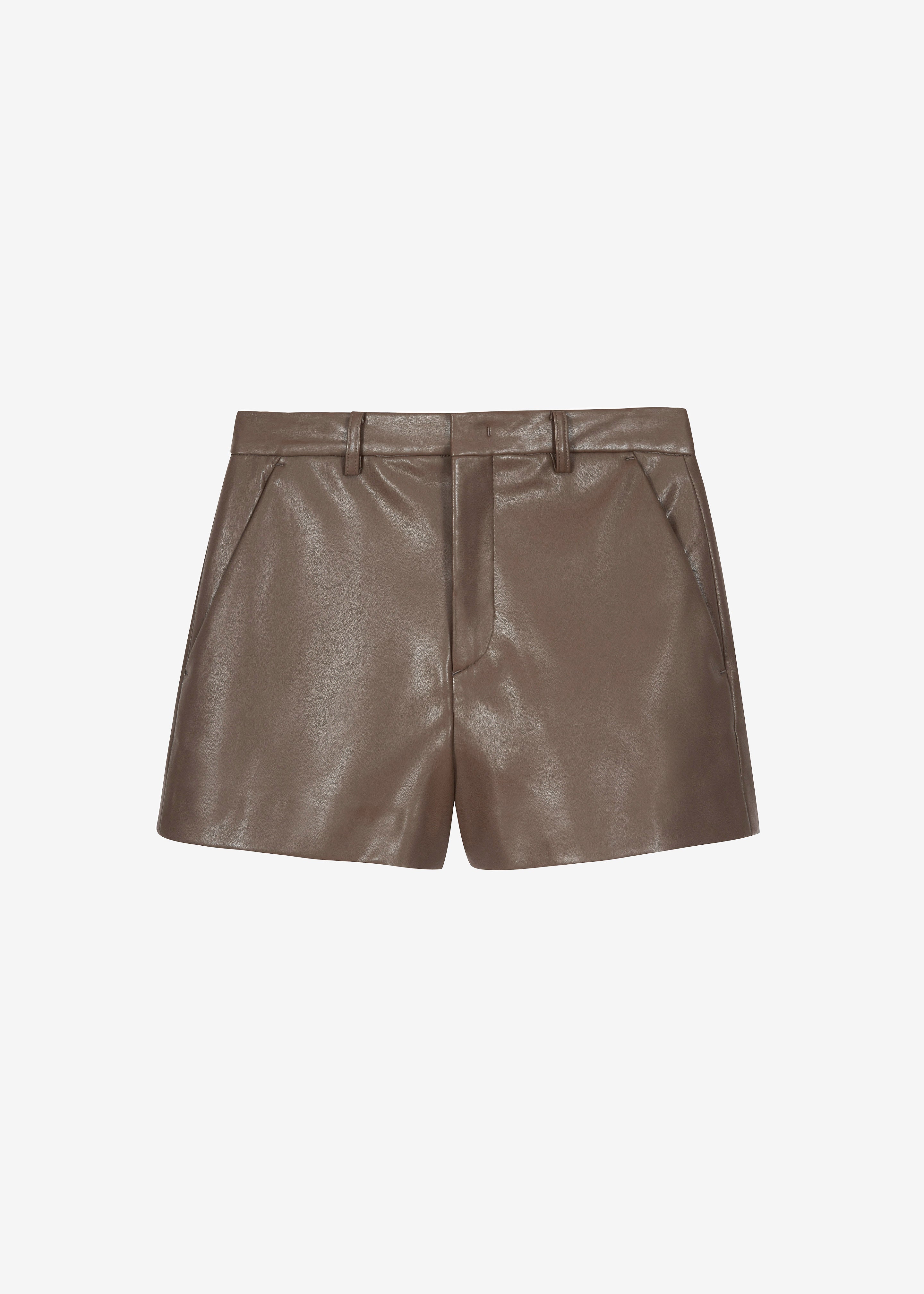 Riga Faux Leather Hot Pants - Brown - 11