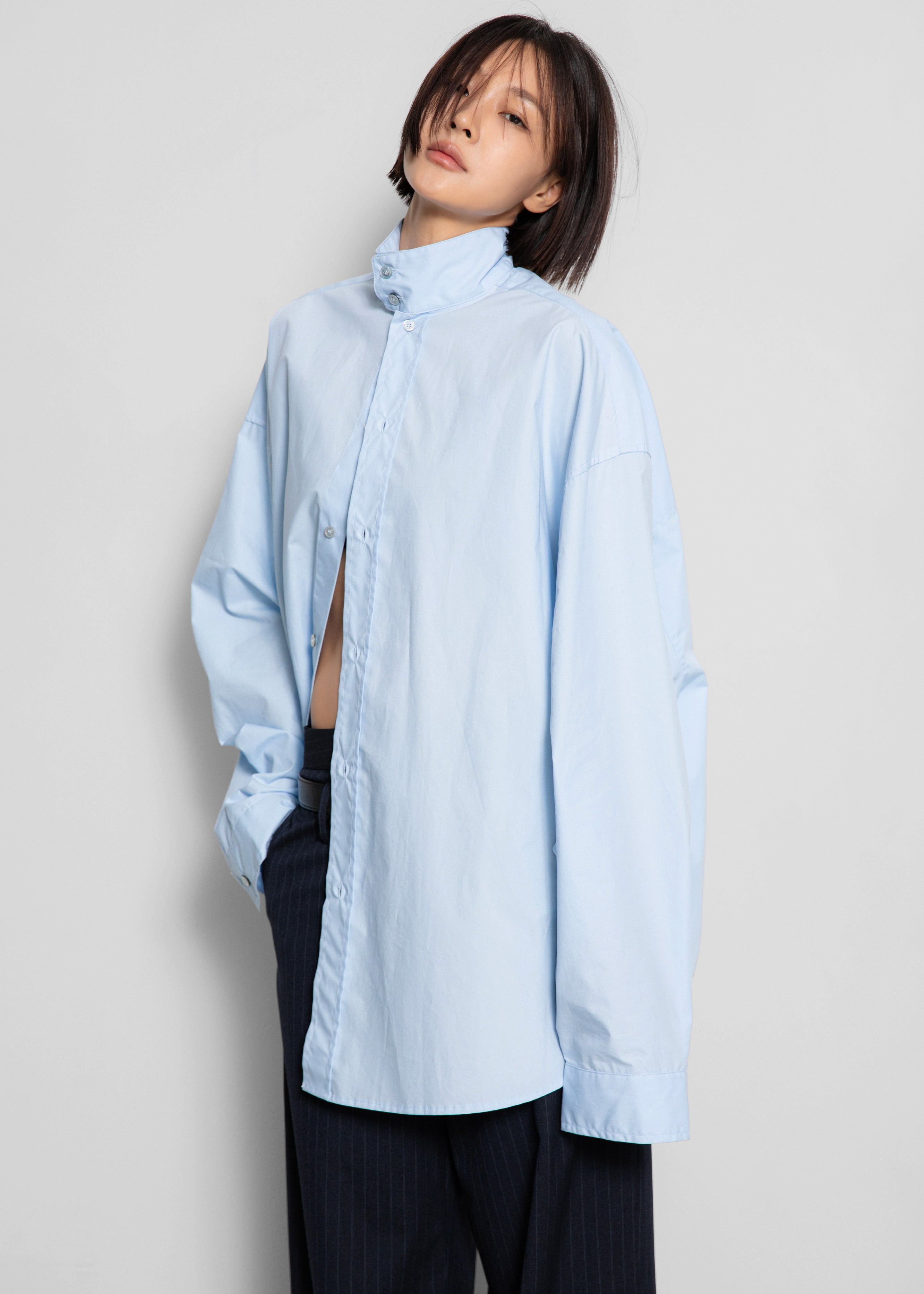 Riken Oversized Shirt - Sky Blue - 1