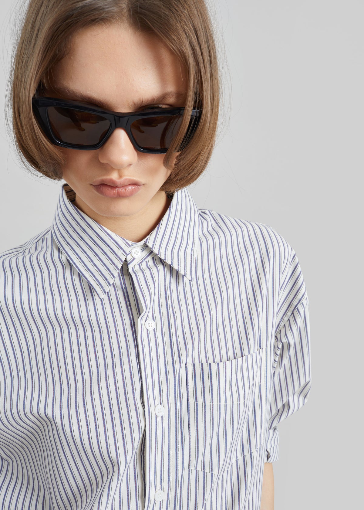 Rilly Adjustable Side Slit Shirt - Ivory Multi Stripe - 4