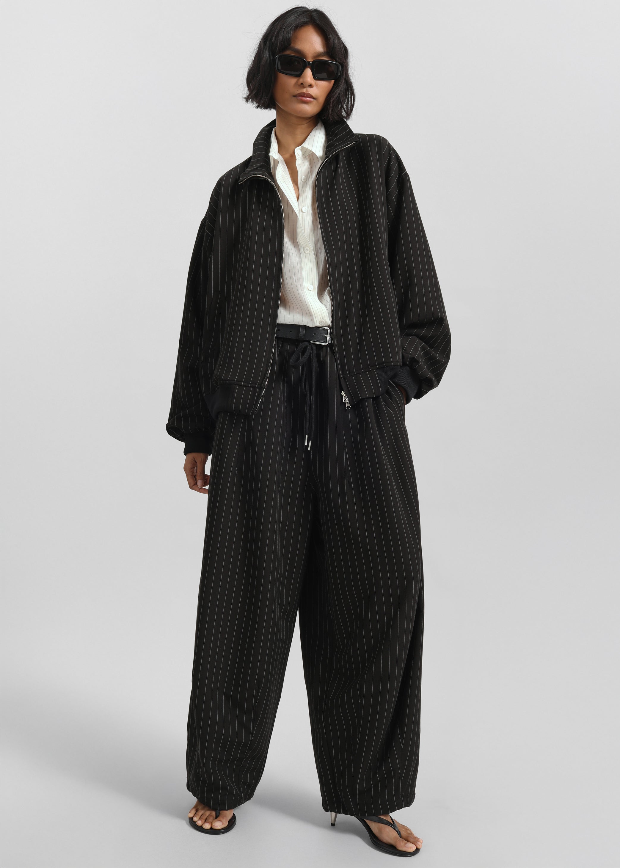 Shop the look image for Rilton Drawstring Pants - Black/White Pinstripe