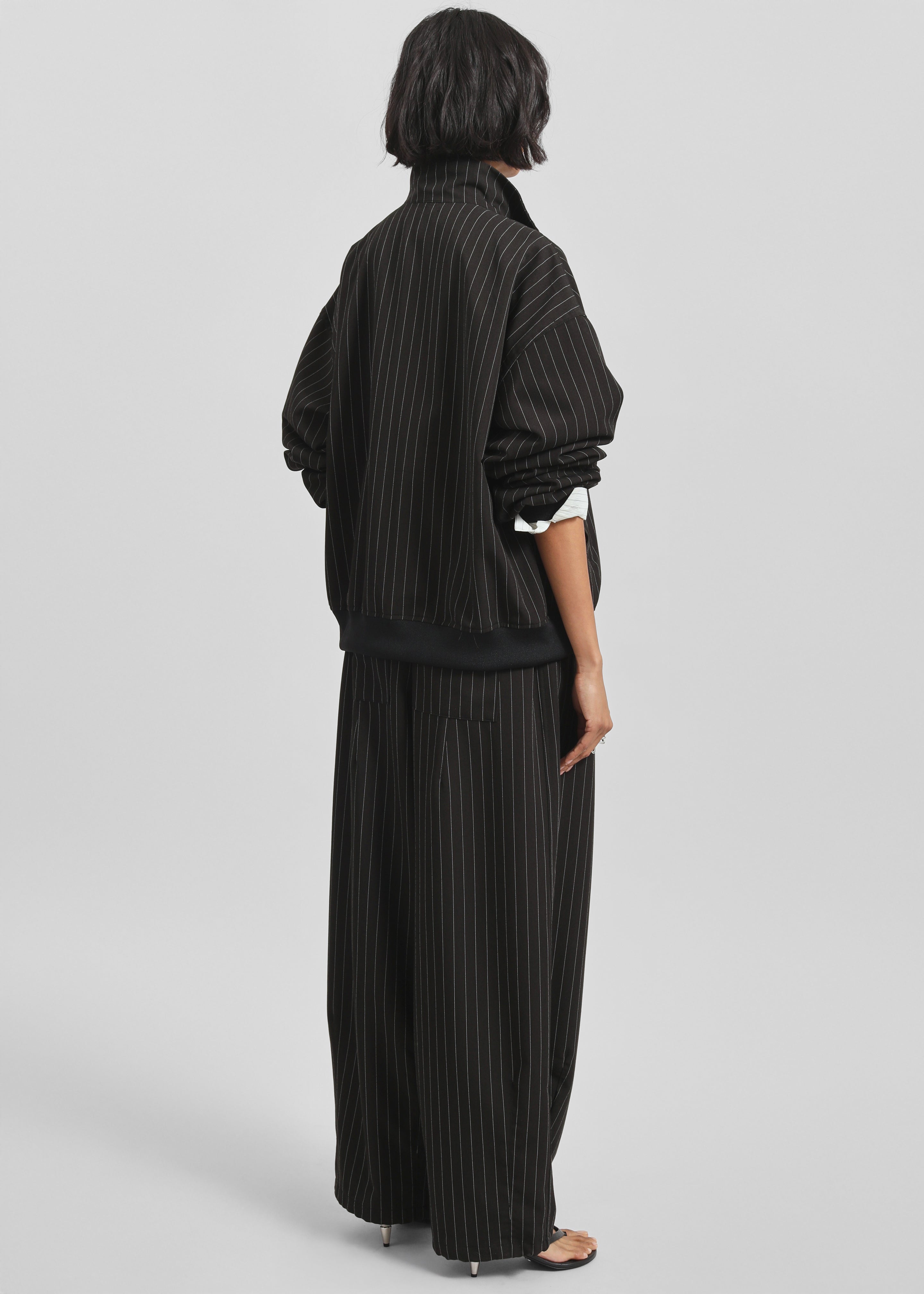 Rilton Drawstring Pants - Black/White Pinstripe - 6