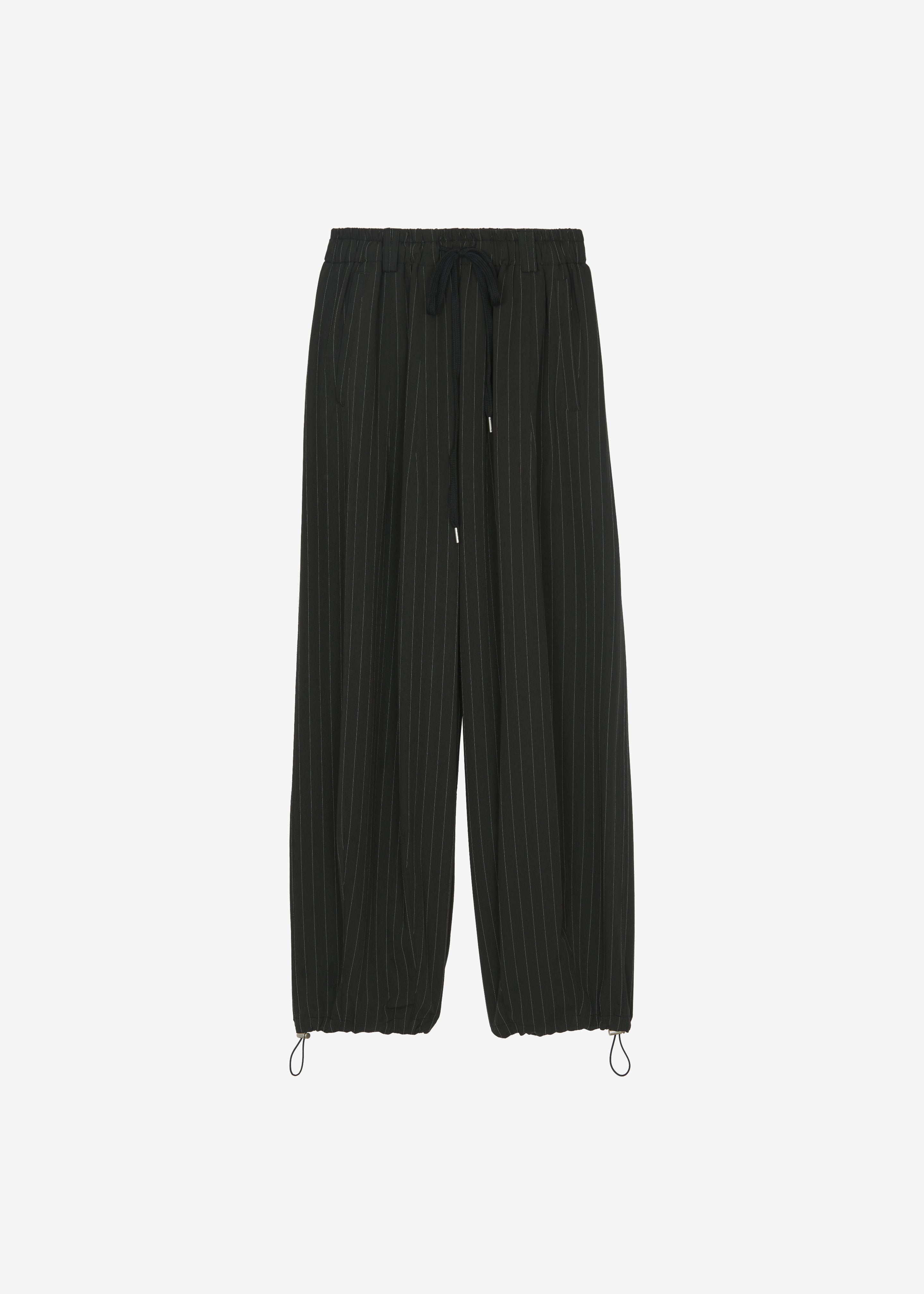 Rilton Drawstring Pants - Black/White Pinstripe - 7