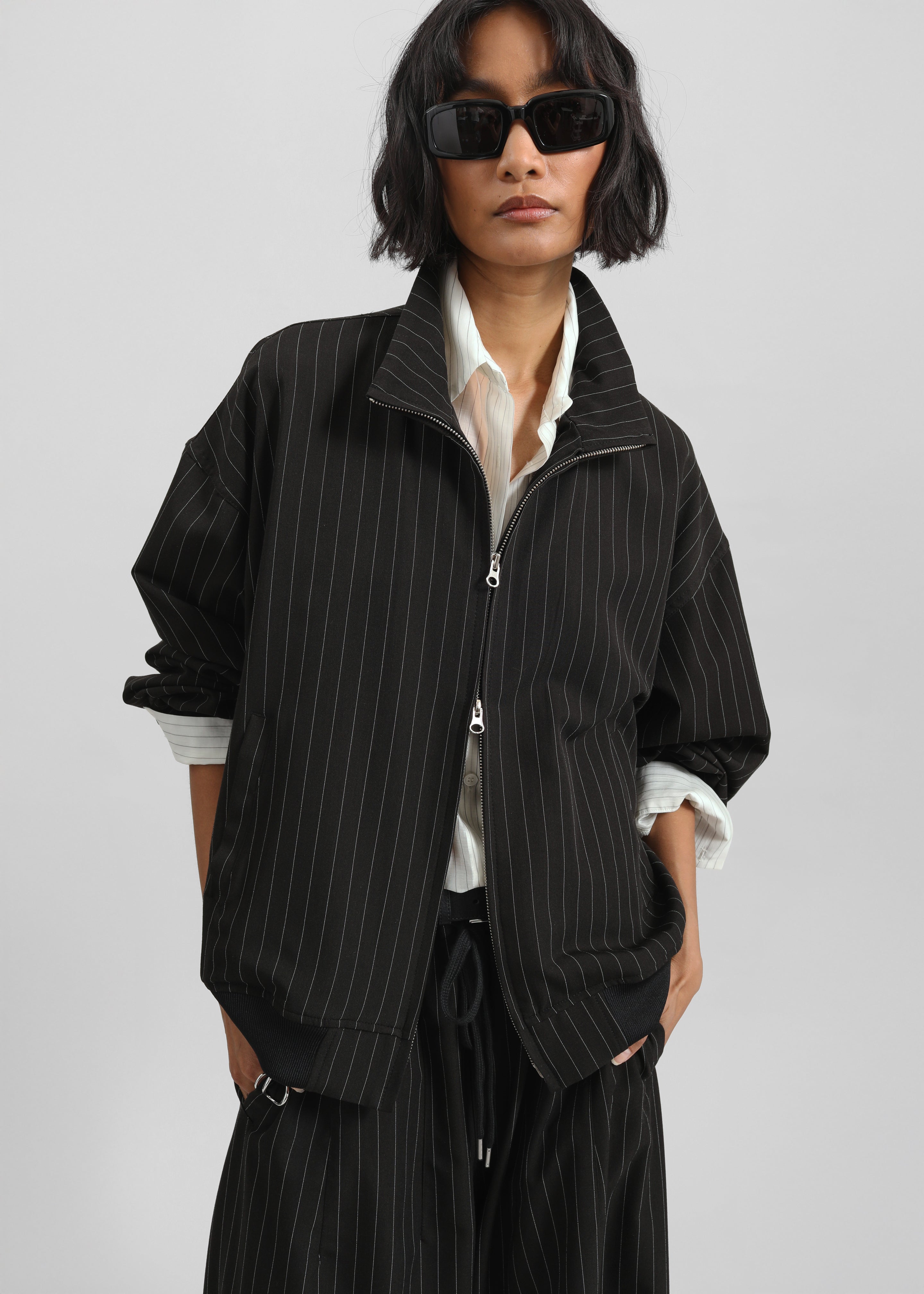 Rilton Light Jacket - Black/White Pinstripe - 6