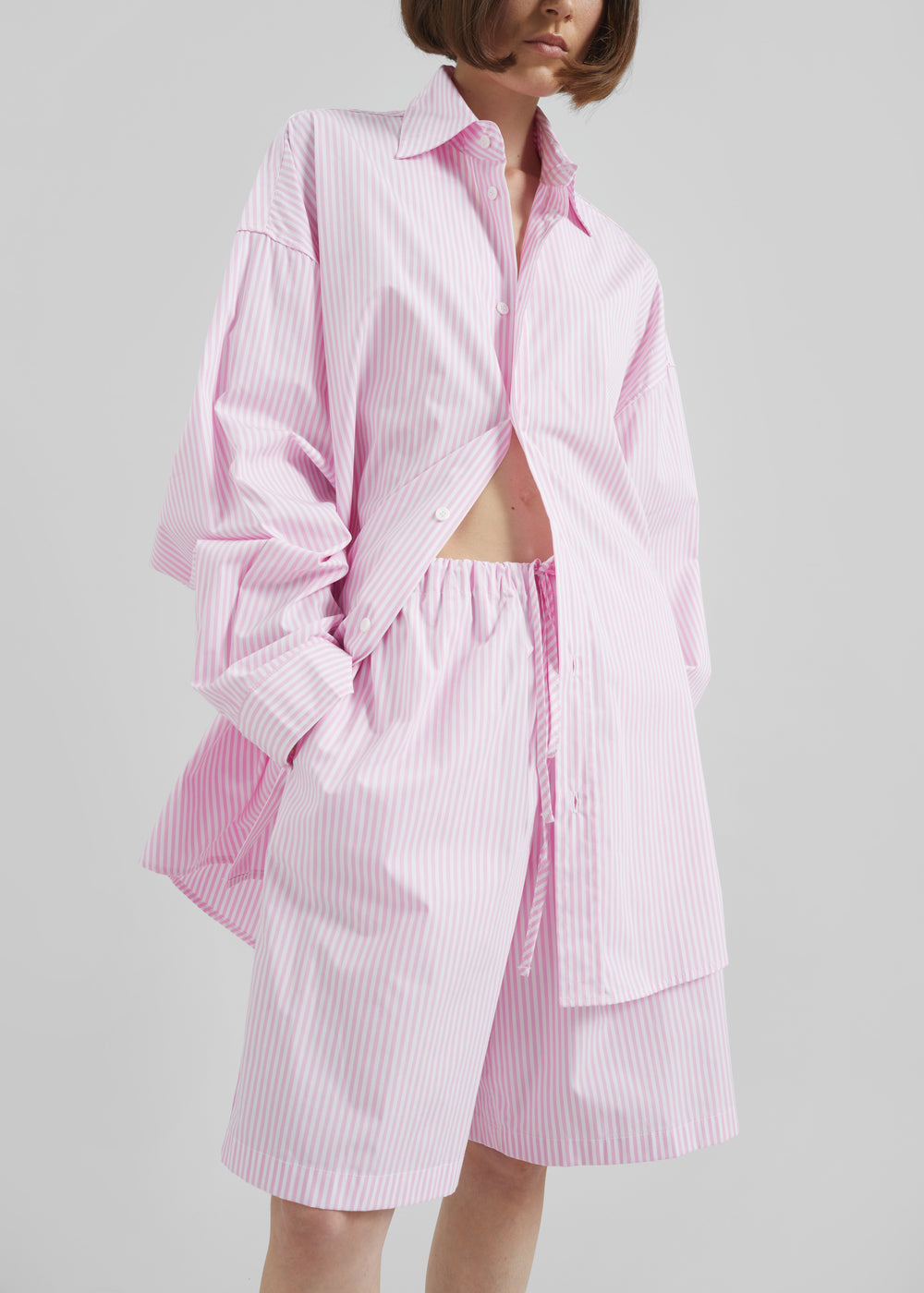 Rimini Bermuda Shorts - Pink/White Stripe - 1