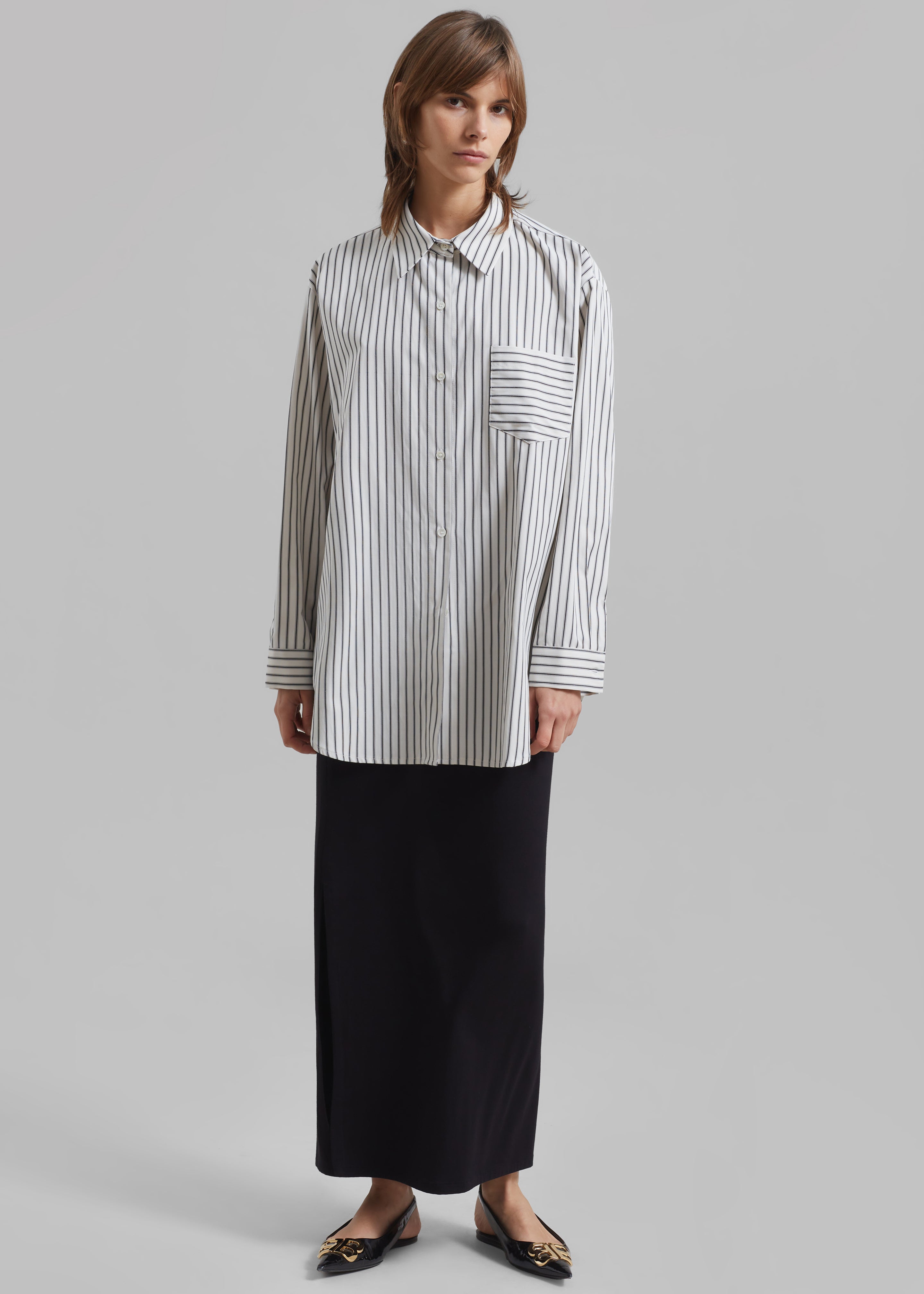 Rine Pocket Shirt - White/Black Stripe - 5