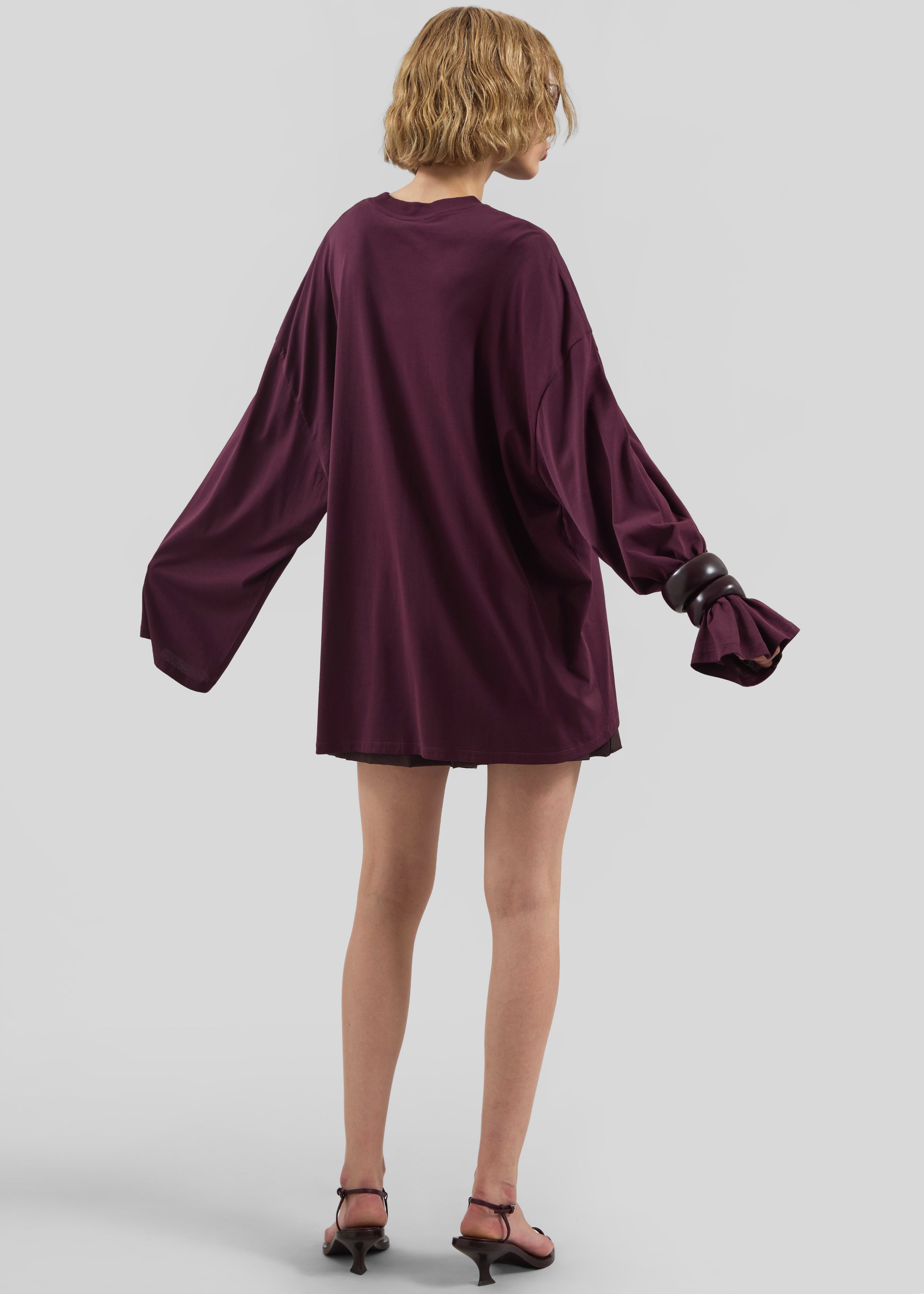 Rio Oversized Sleeve Tee - Burgundy - 5