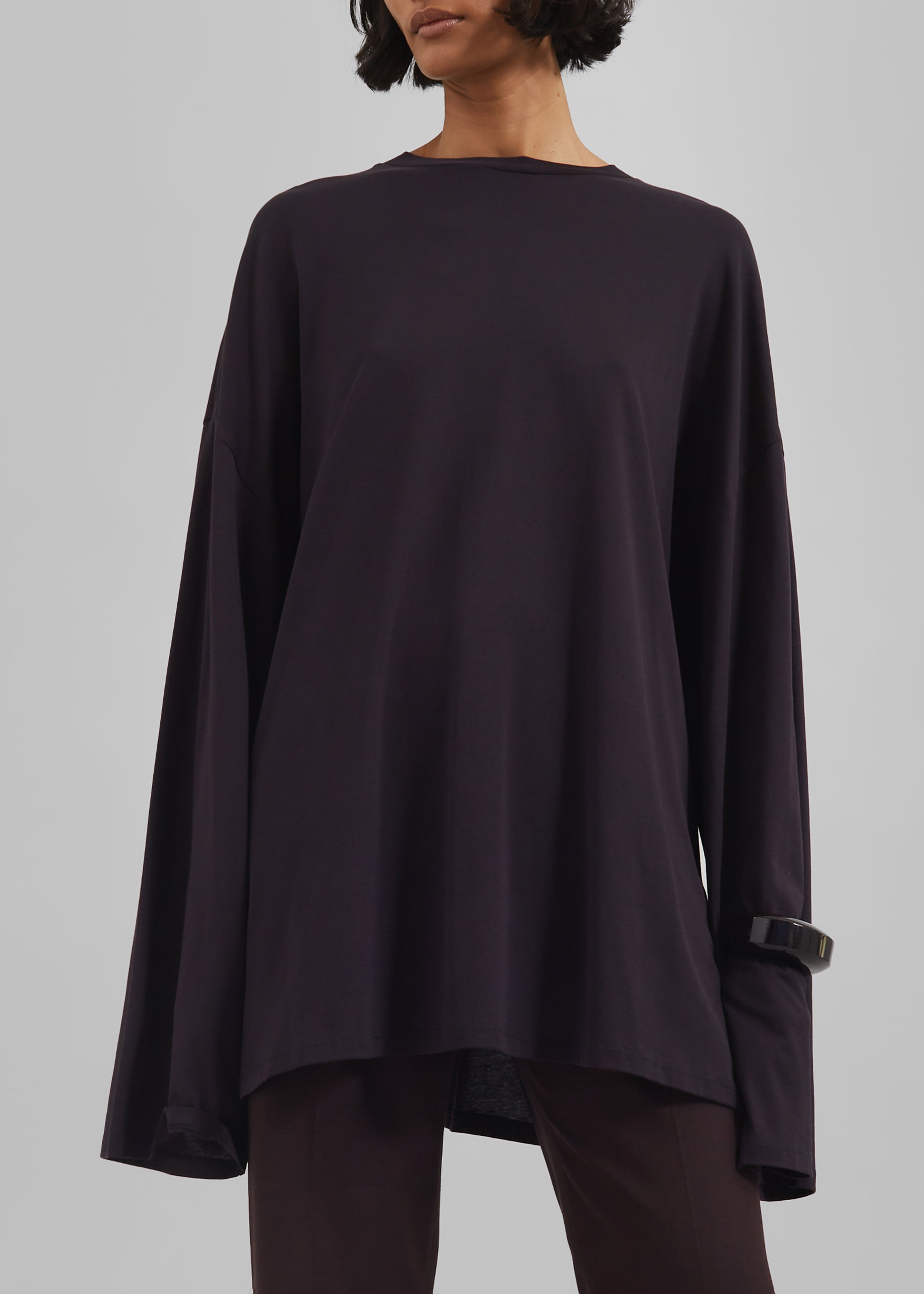 Rio Oversized Sleeve Tee - Dark Plum - 3