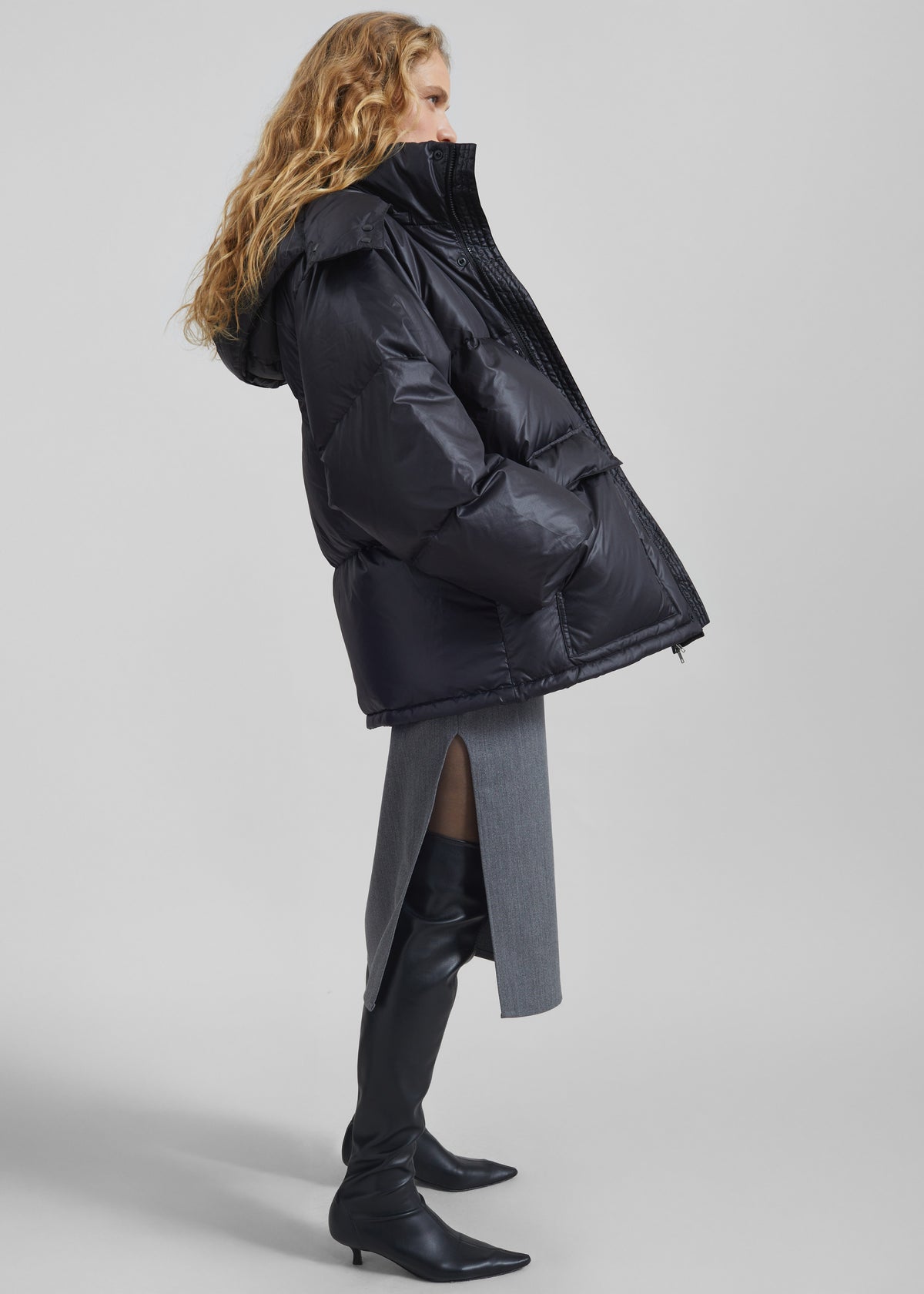 Riom Hooded Puffer Jacket - Black - 1