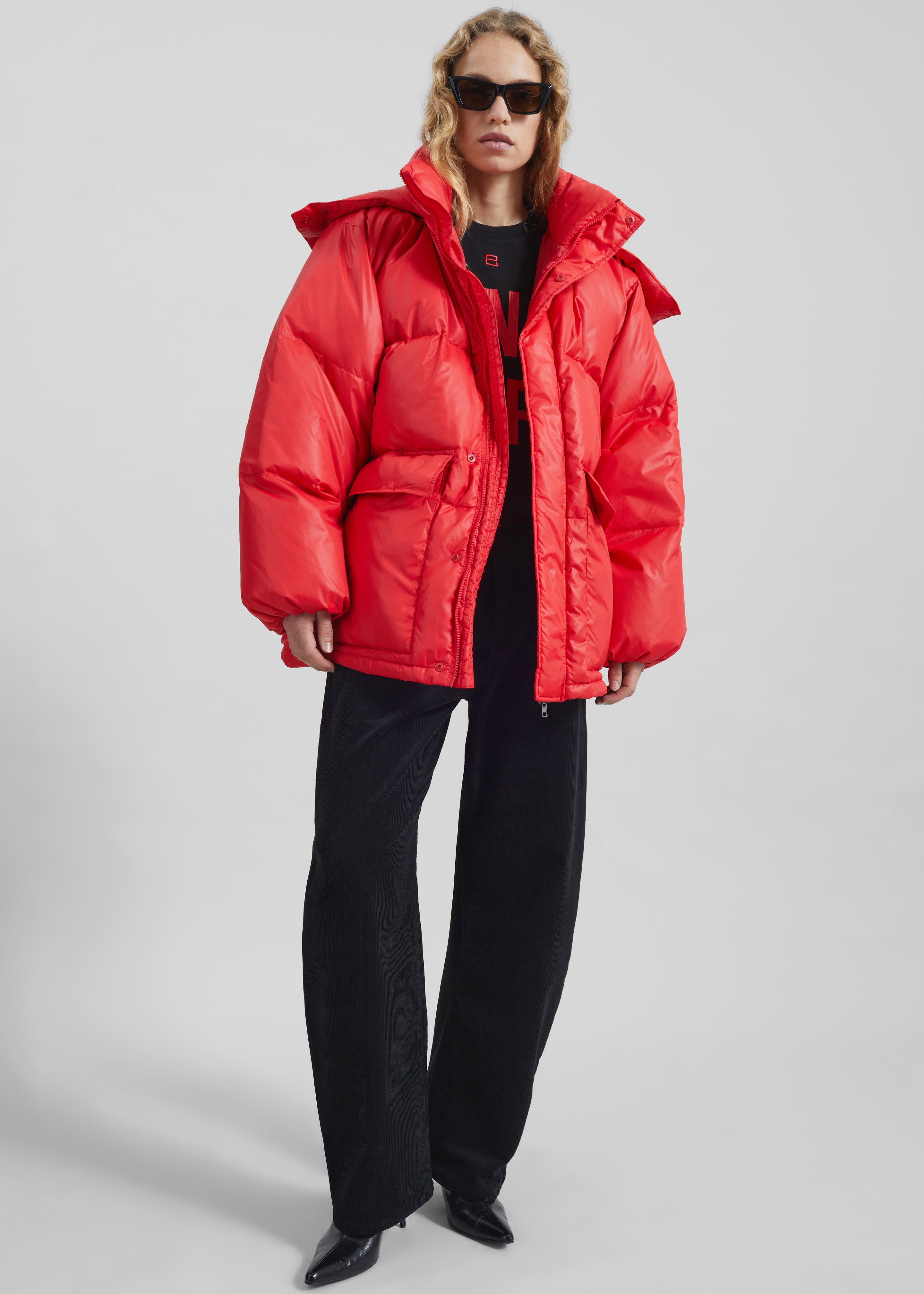 Riom Hooded Puffer Jacket - Red - 4