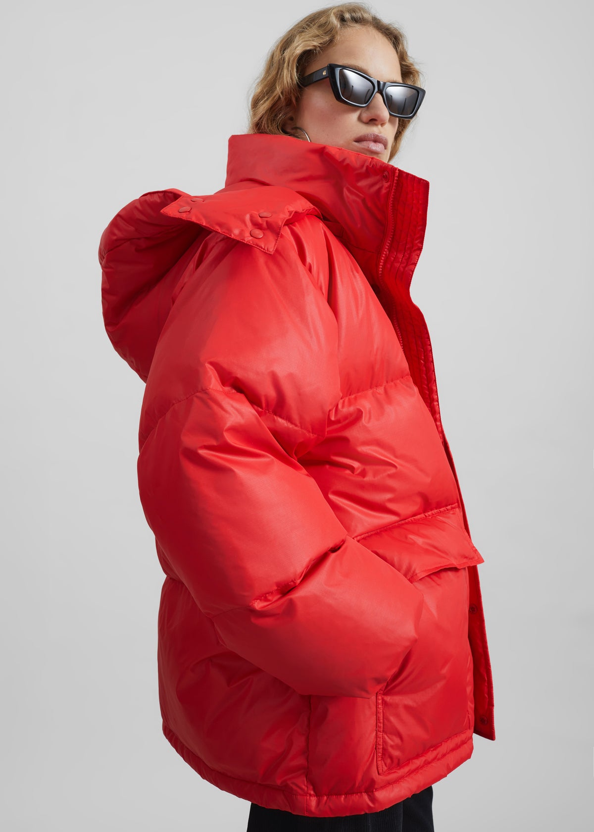 Riom Hooded Puffer Jacket - Red - 6