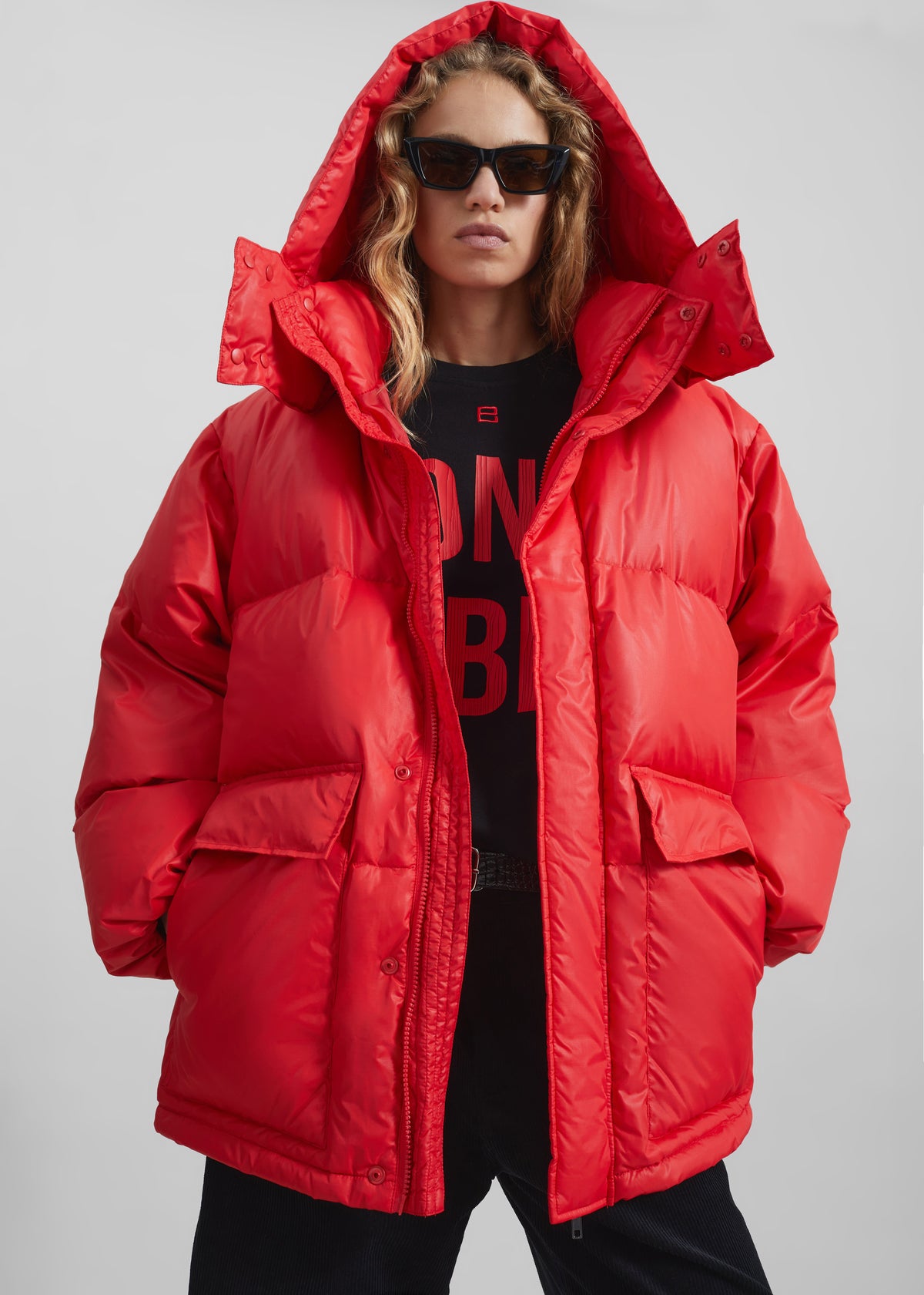 Riom Hooded Puffer Jacket - Red - 3