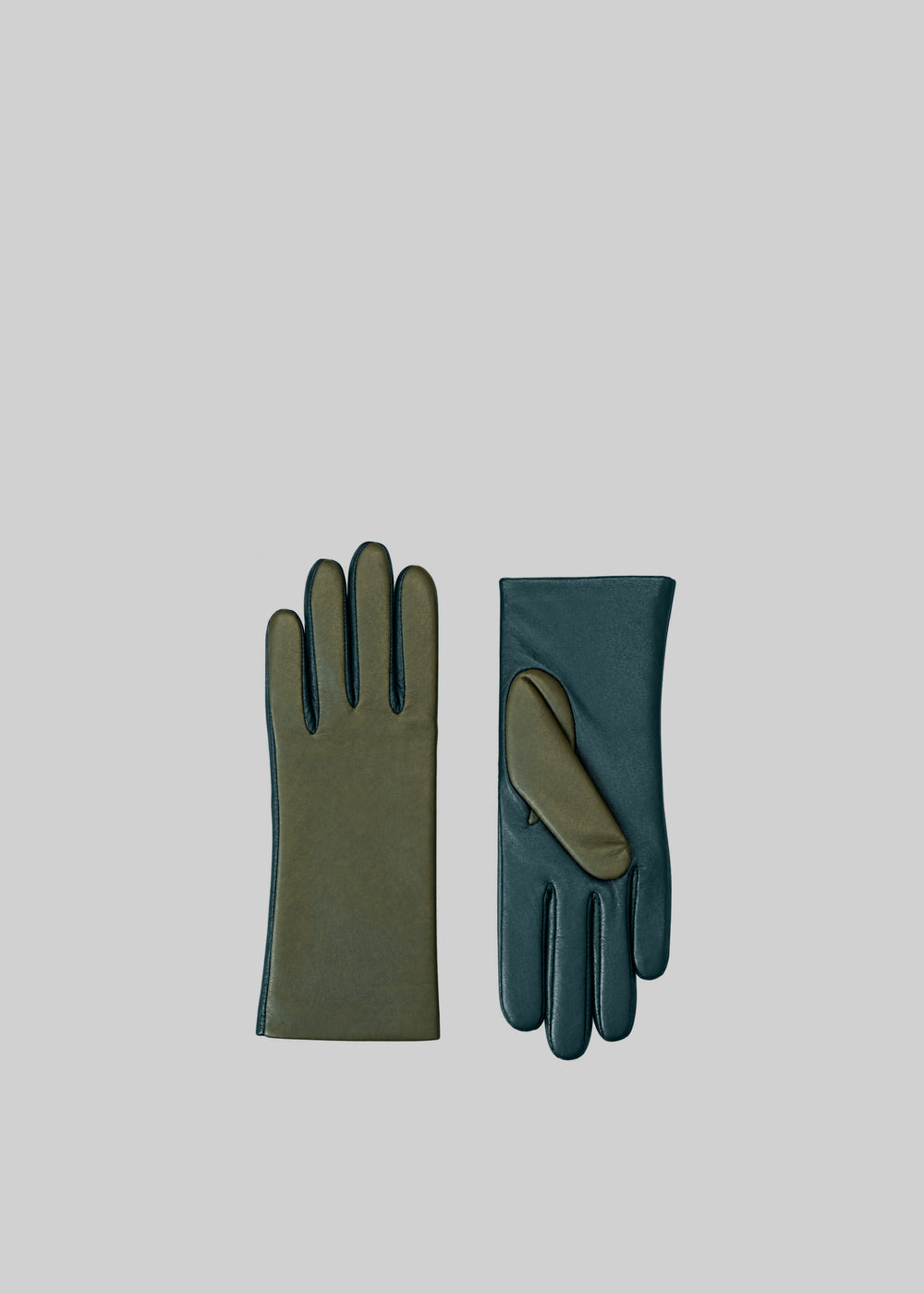 Rion Bicolor Short Leather Gloves - Pine/Bottle Green - 1