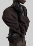 Rion Short Leather Gloves - Black