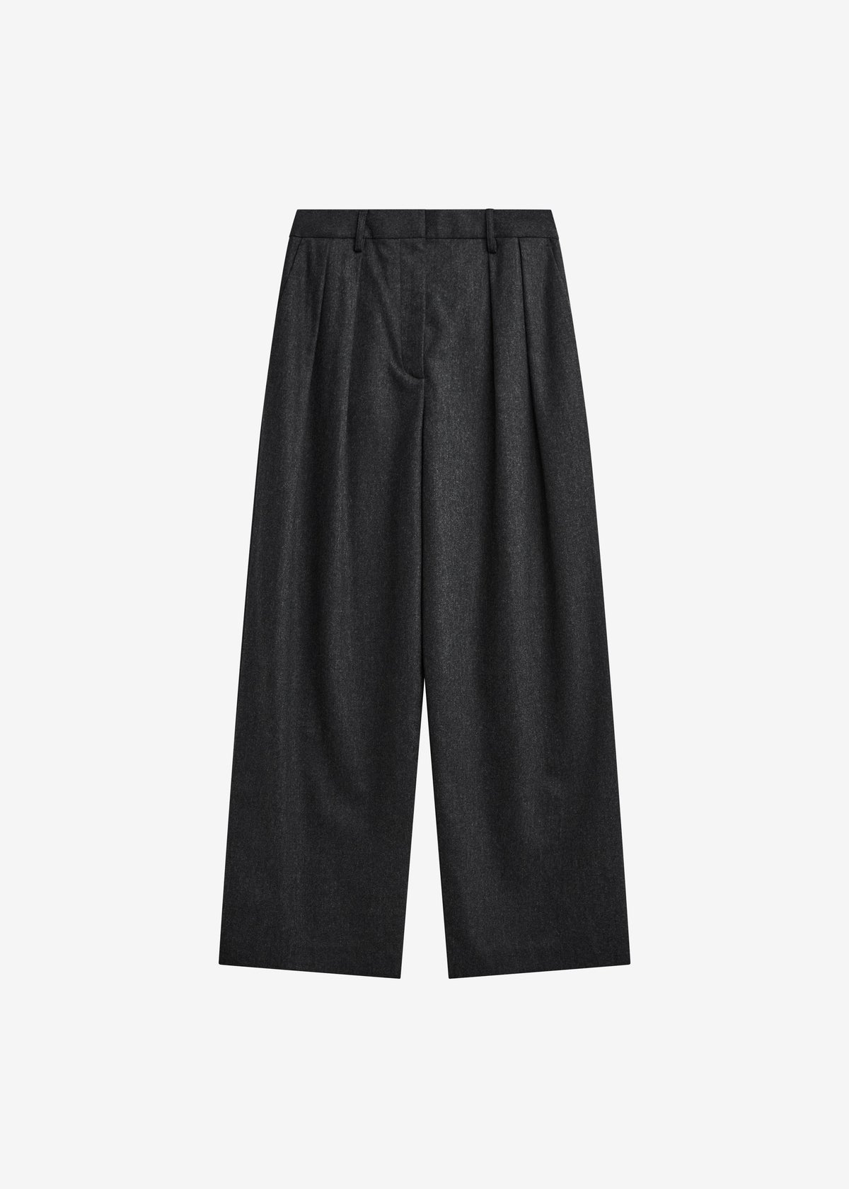 Ripley Flannel Pleated Trousers - Dark Grey - 8