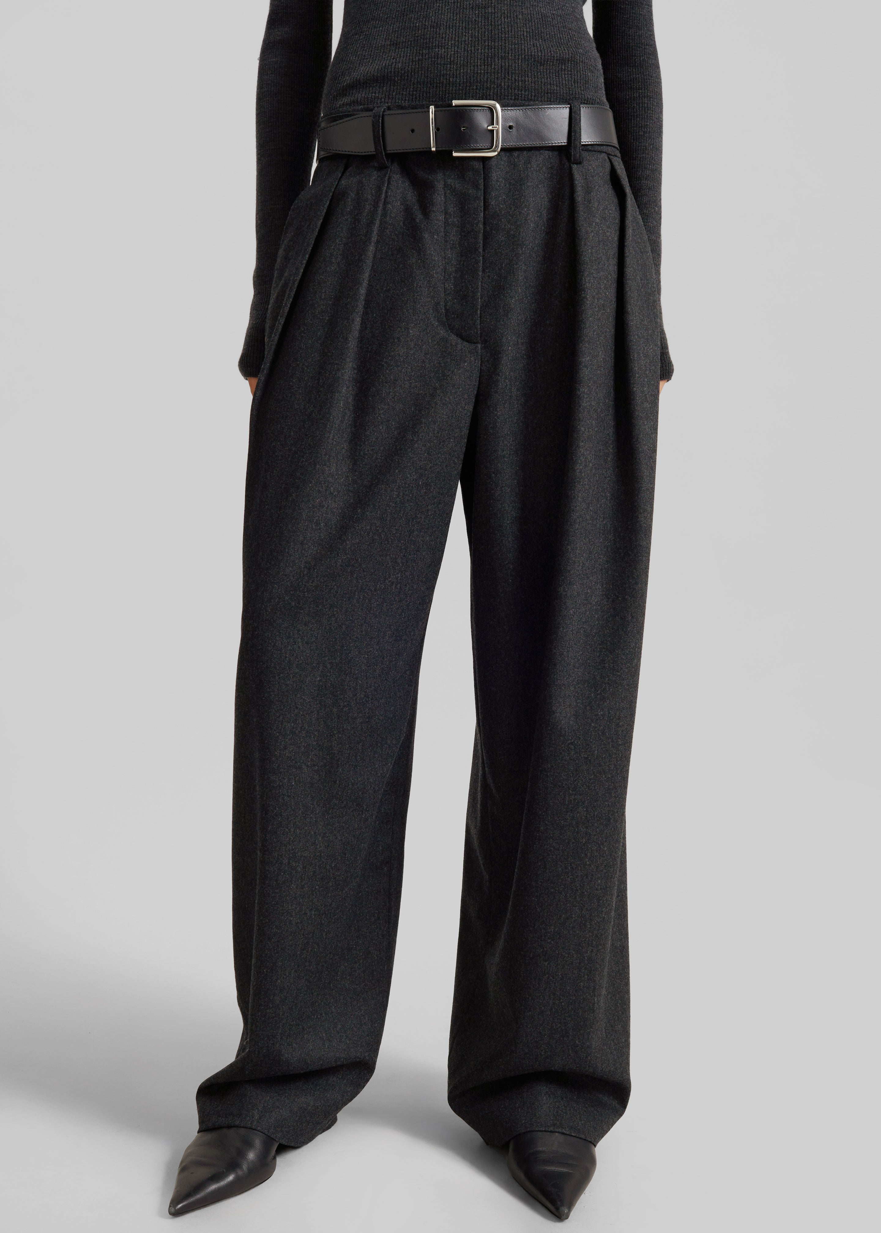 Ripley Flannel Pleated Trousers - Dark Grey – The Frankie Shop