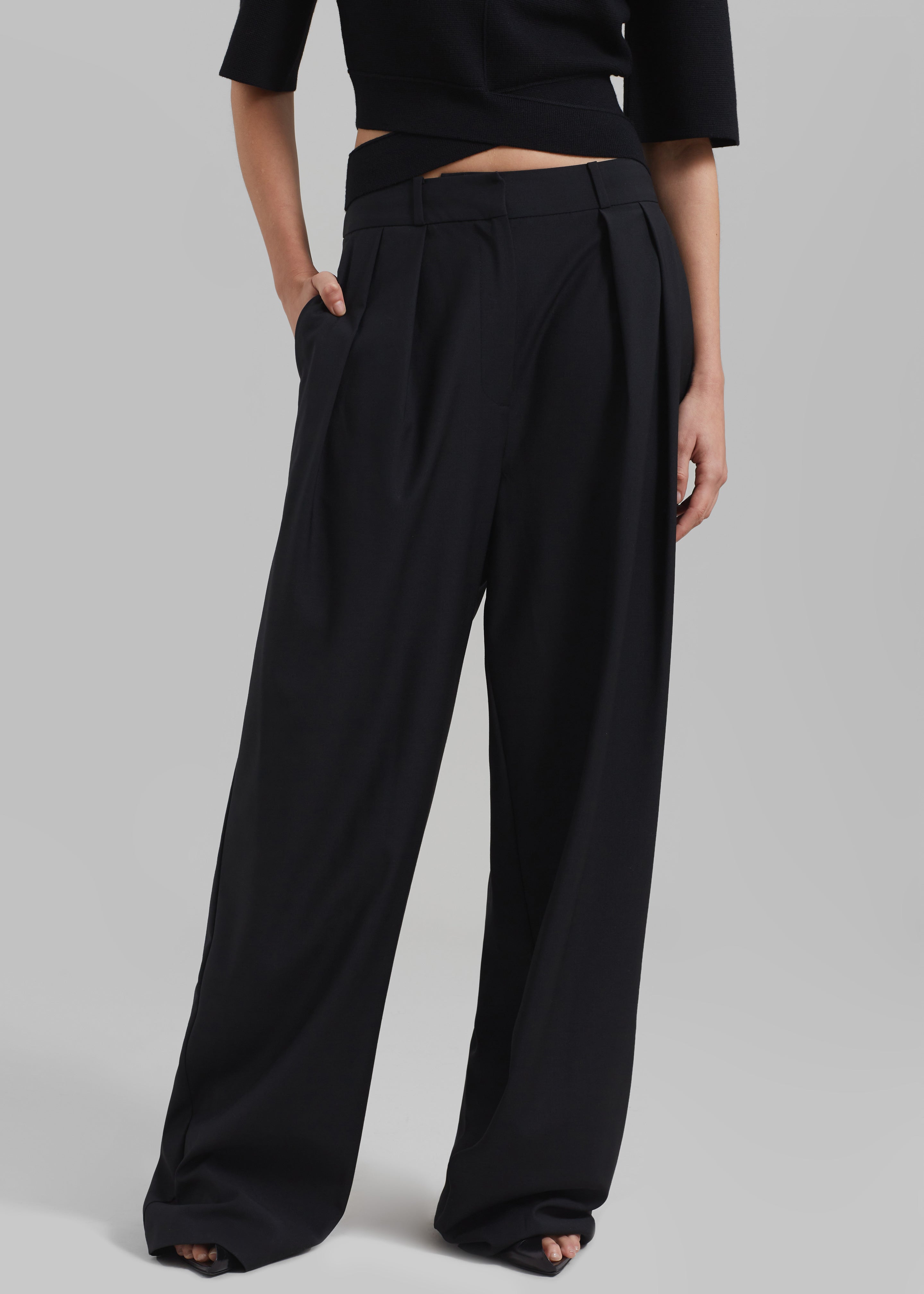 Ripley Pleated Trousers - Black - 3