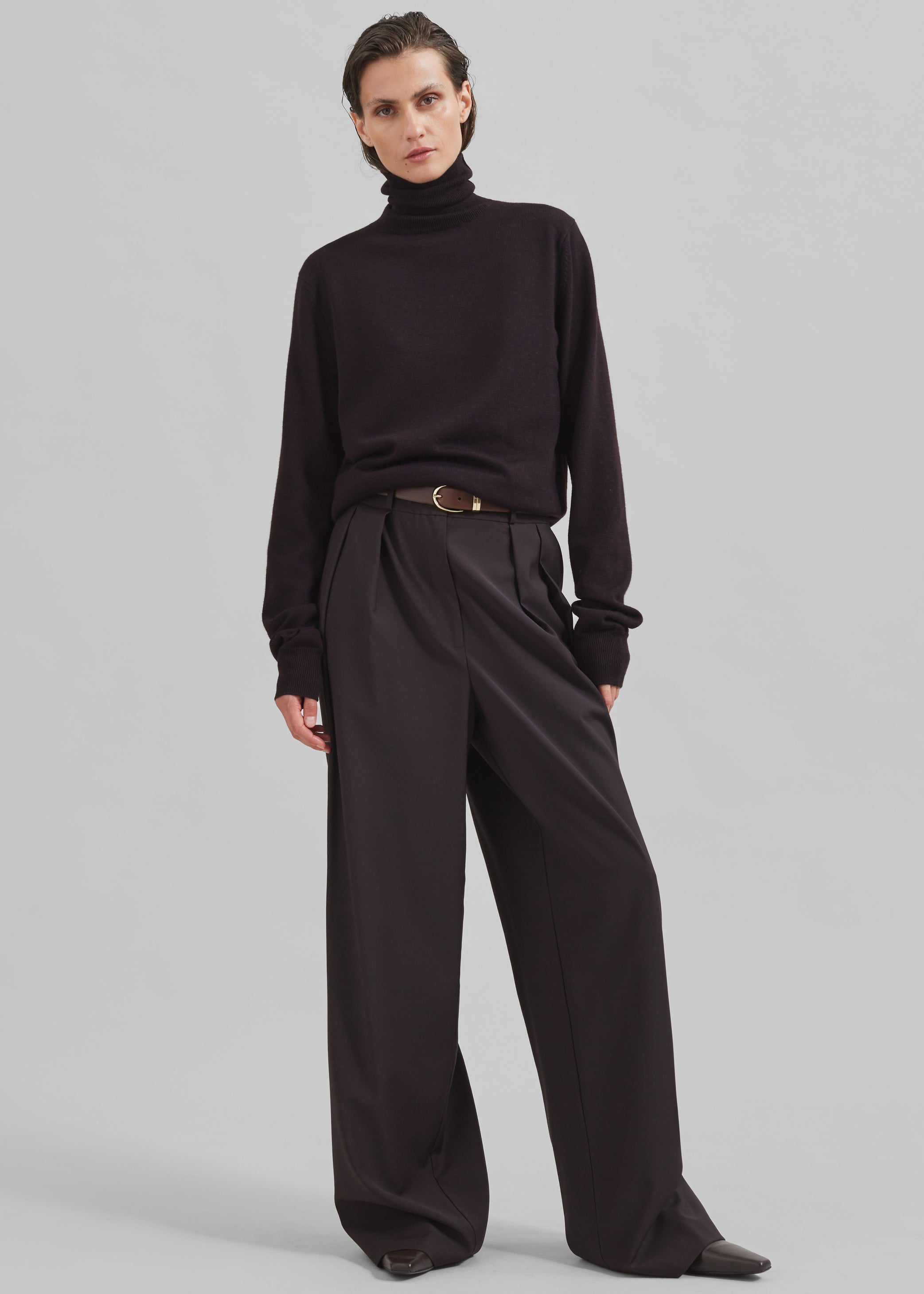 Shop the look image for Ripley Pleated Trousers - Brown