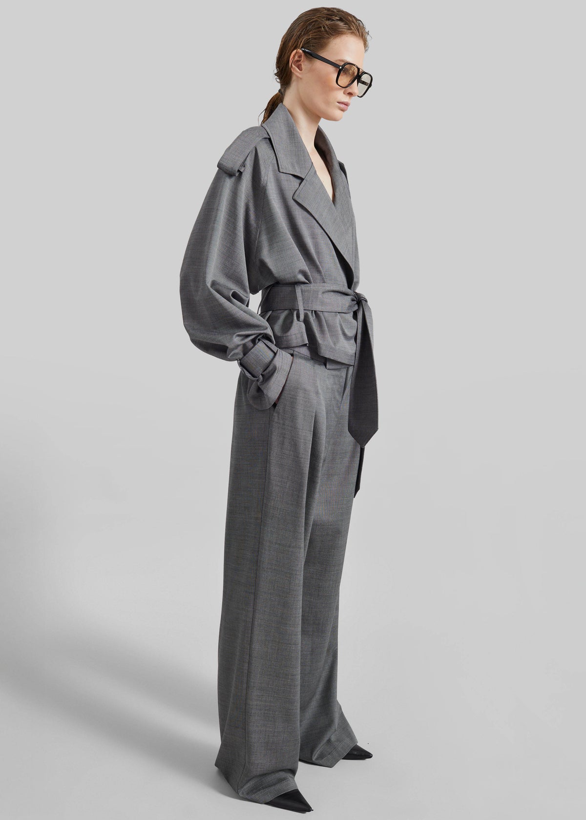 Ripley Pleated Trousers - Grey Melange - 10