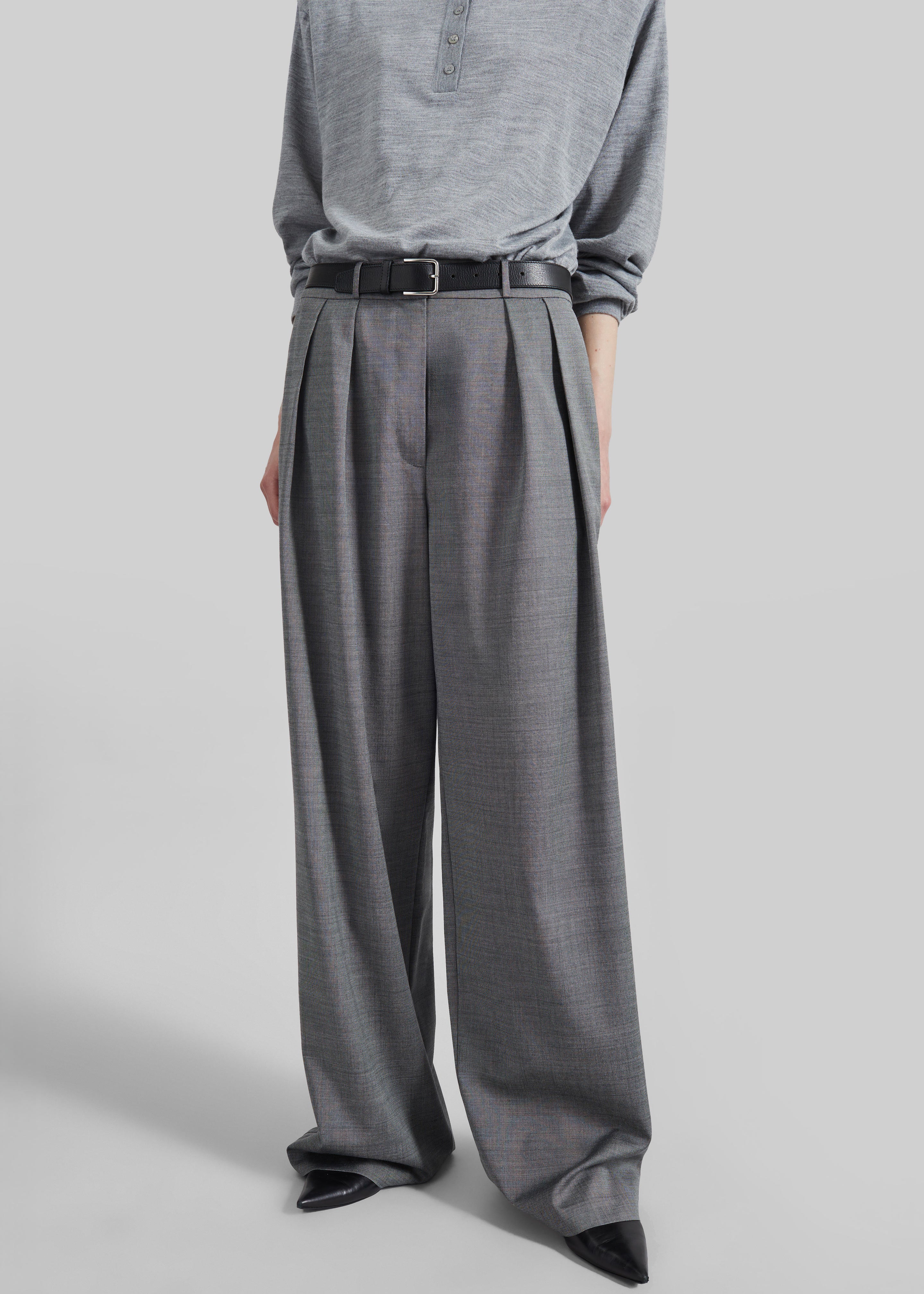 Ripley Pleated Trousers - Grey Melange - 9