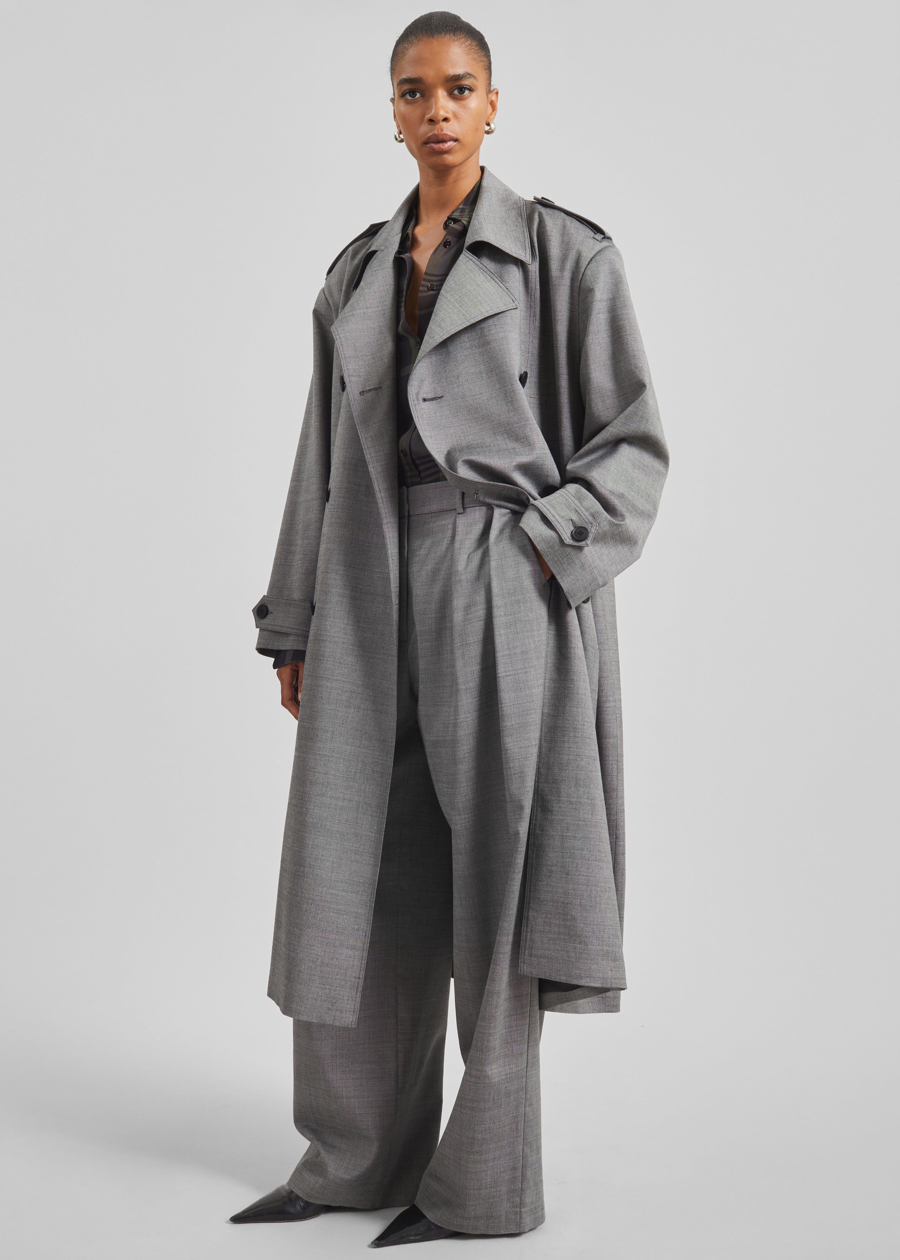 Ripley Pleated Trousers - Grey Melange - 7