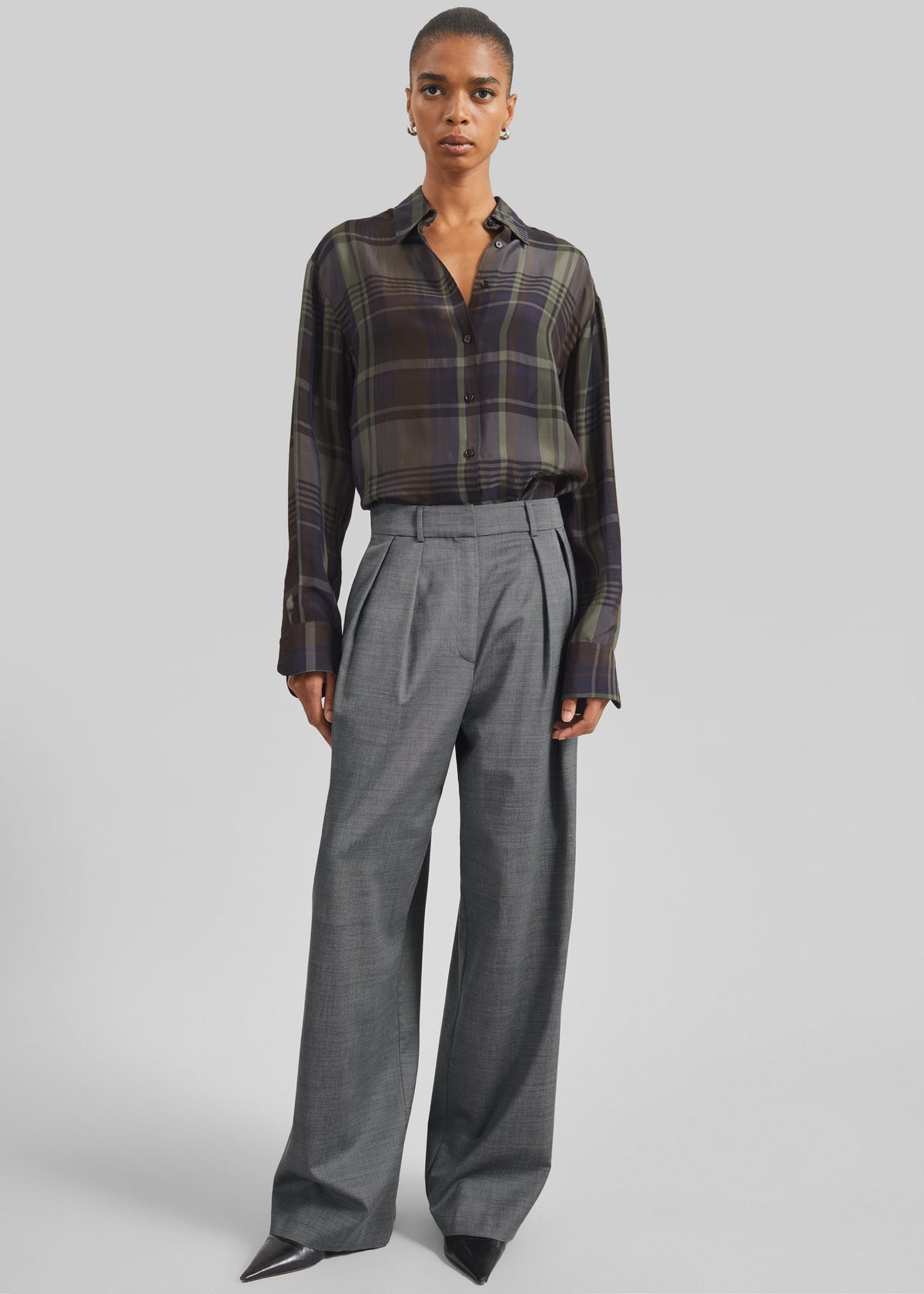 Ripley Pleated Trousers - Grey Melange - 6