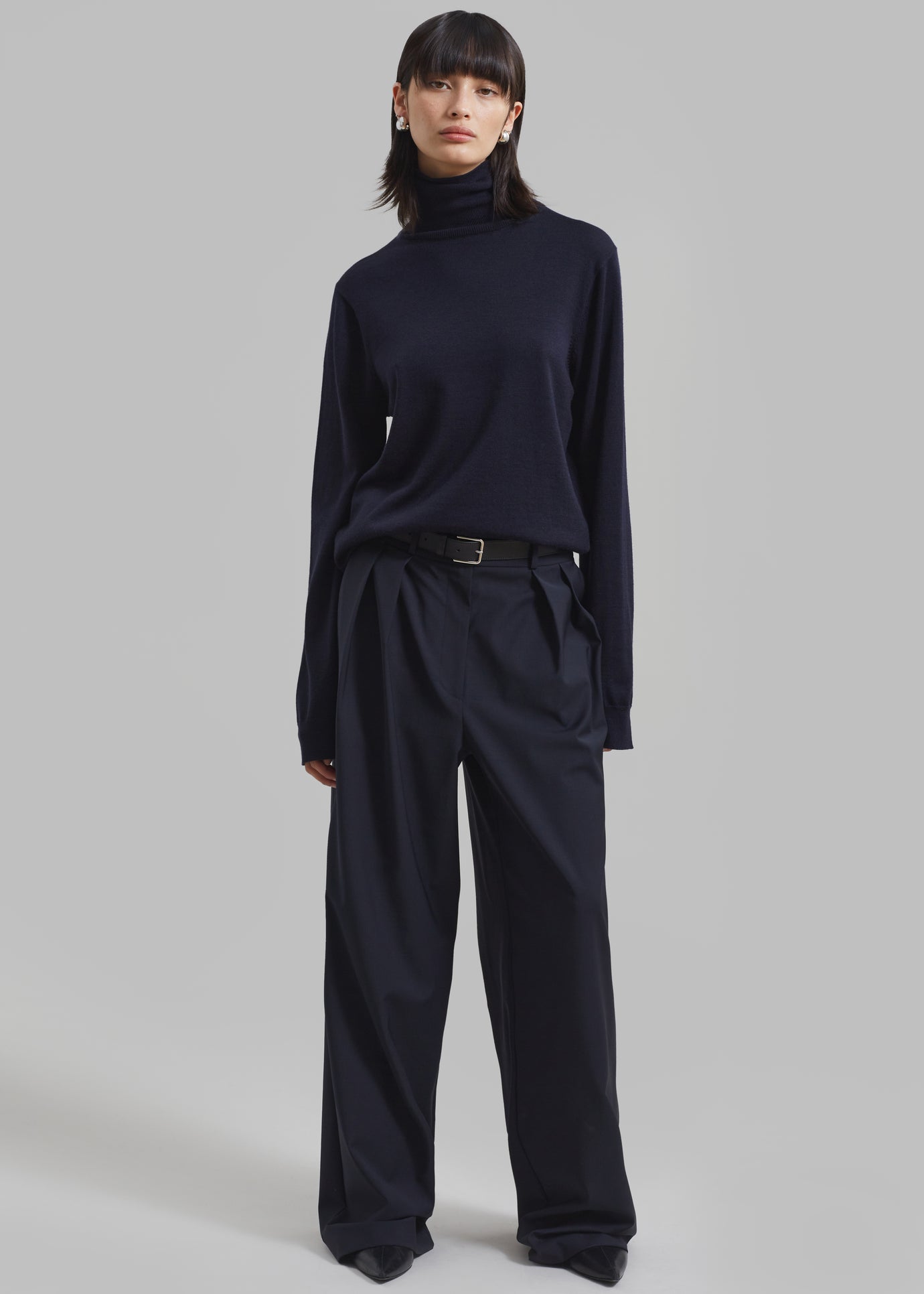 Ripley Pleated Trousers - Navy