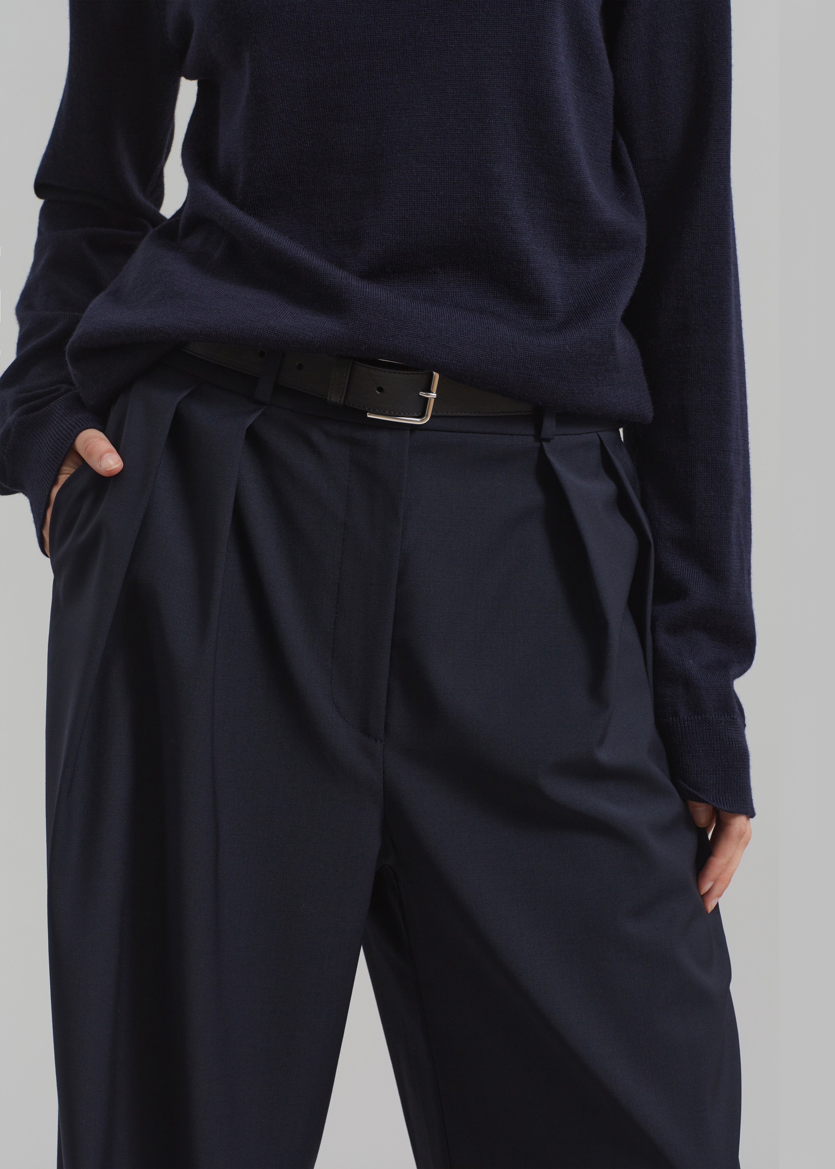 Ripley Pleated Trousers - Navy - 4